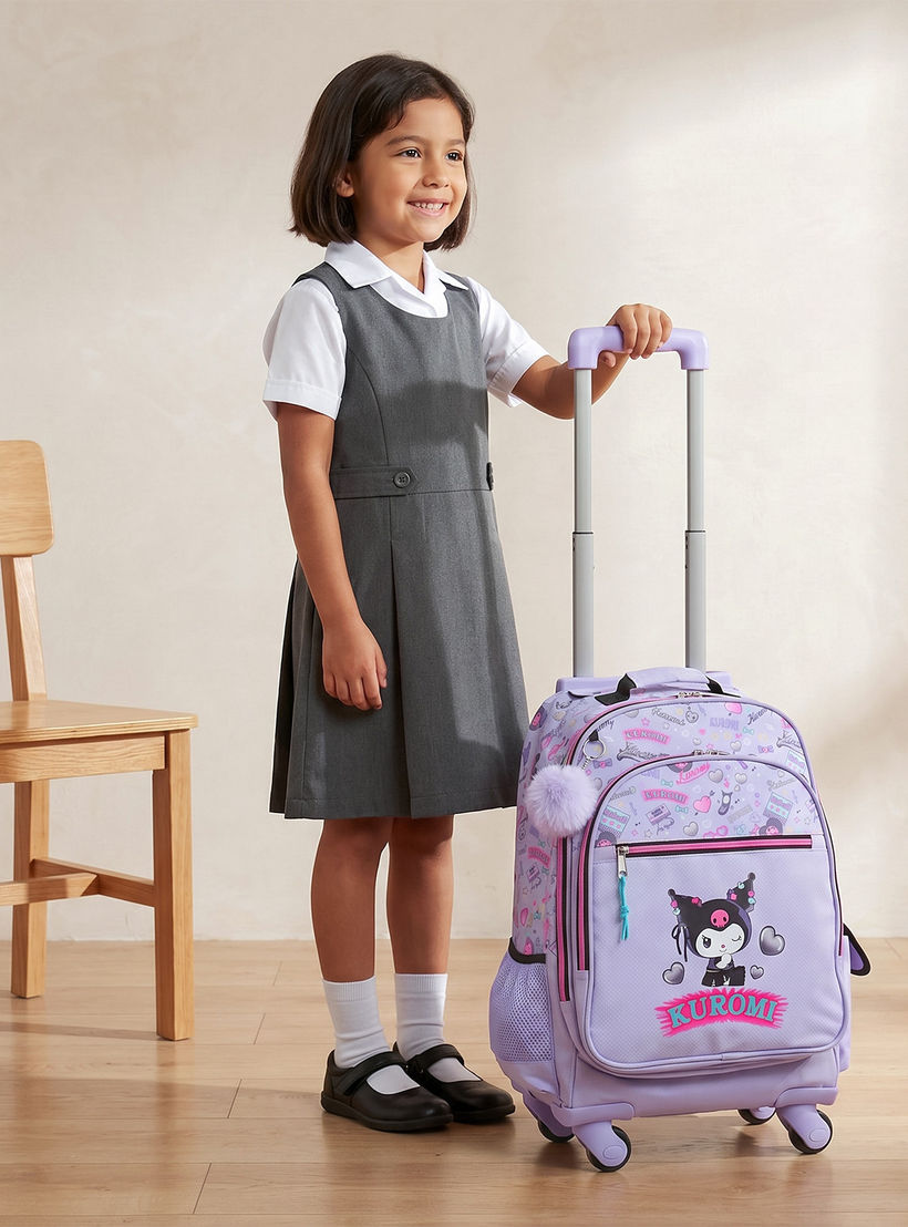 شنطة ترولي بطبعة كورومي للبنات من 8-13 سنة مع جيب لزجاجة ماء من سانيرو - 17 بوصة-school-bagsandbackpacks-trolleybags-image-3