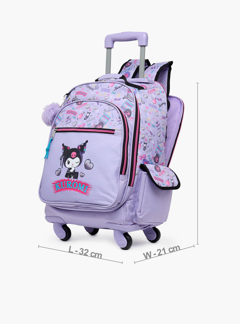 شنطة ترولي بطبعة كورومي للبنات من 8-13 سنة مع جيب لزجاجة ماء من سانيرو - 17 بوصة-school-bagsandbackpacks-trolleybags-image-8