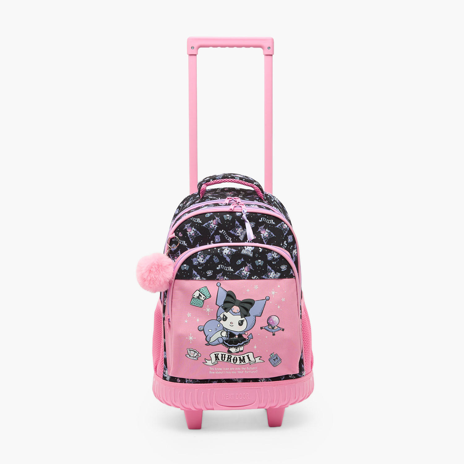 Sanrio Kuromi Print Trolley Bag for Girls 5-8 Years with Water Bottle Pocket - 18 inches-school-bagsandbackpacks-trolleybags-image-9