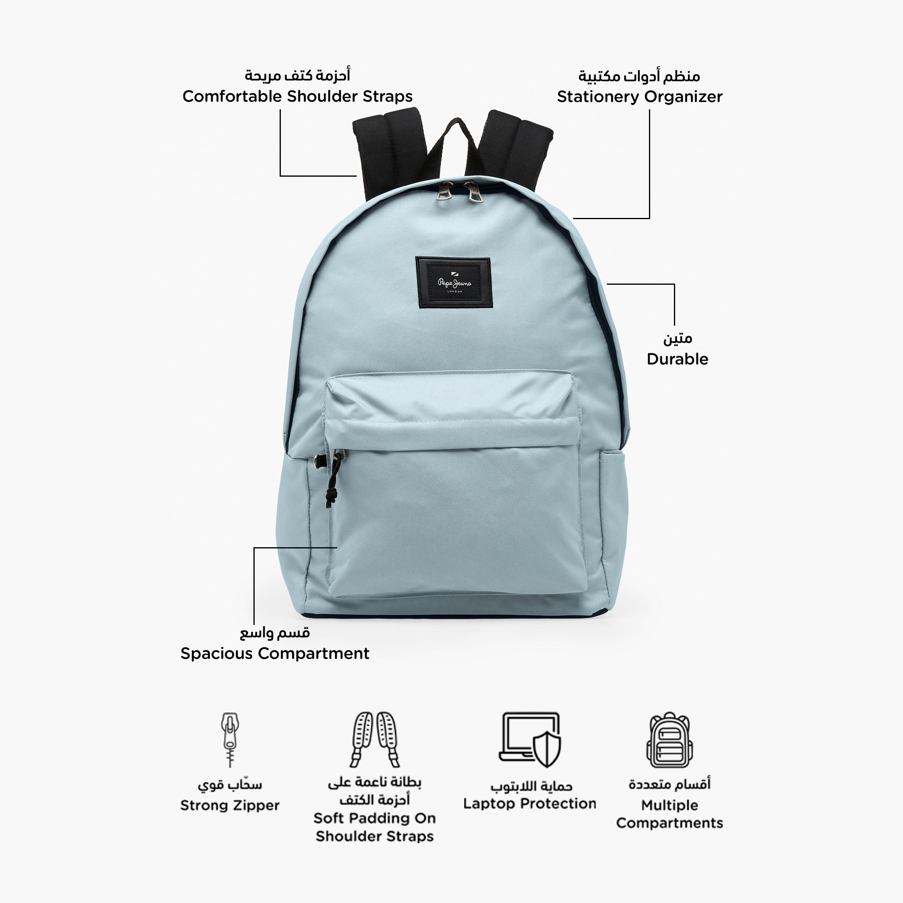 شنطة ظهر بطبعة شعار أريس للبنات من 8-13 سنة مع مقلمة - 18 بوصة من بيبي جينز-school-bagsandbackpacks-backpacks-image-3