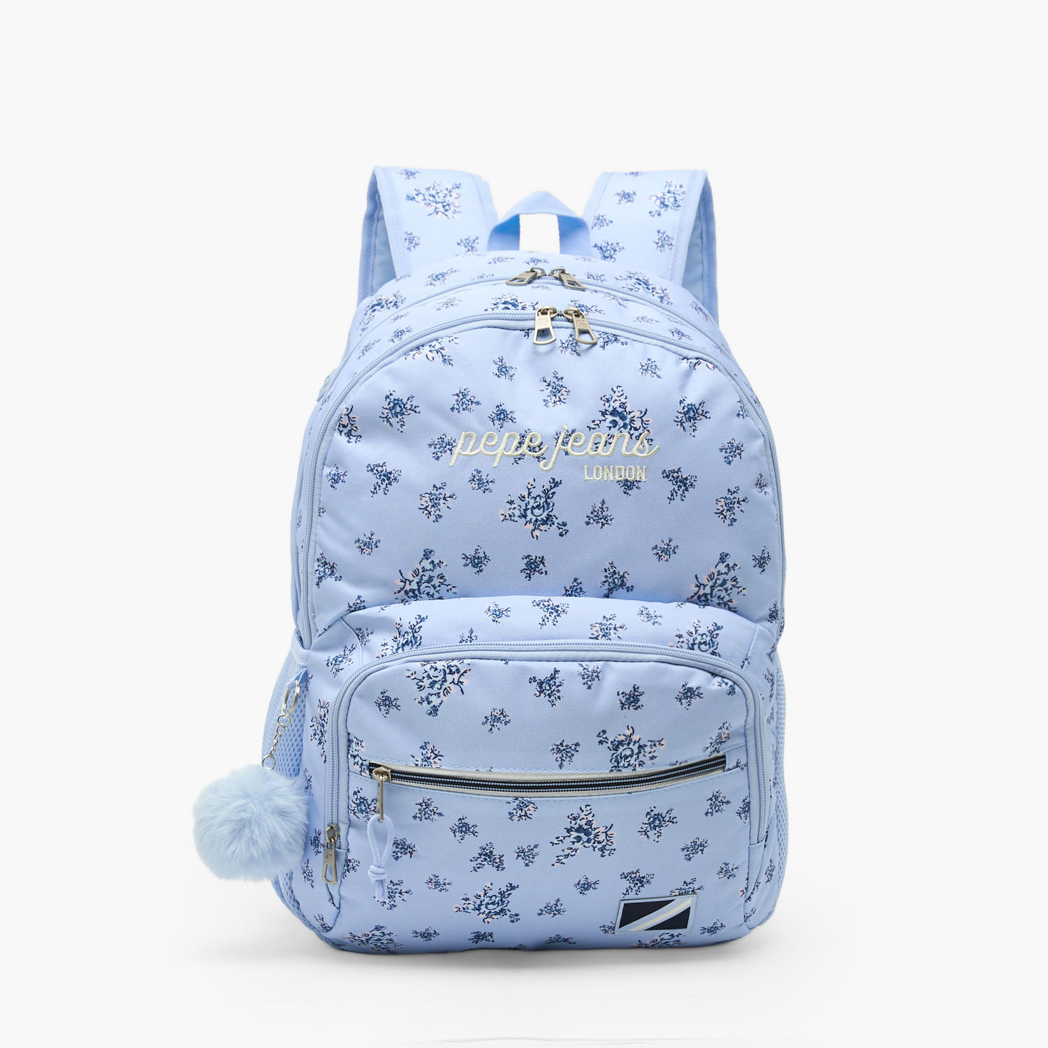 Pepe Jeans Olivia Floral Print Backpack for Girls 8-13 Years with Pom-Pom Accent - 18 inches-school-bagsandbackpacks-backpacks-image-1