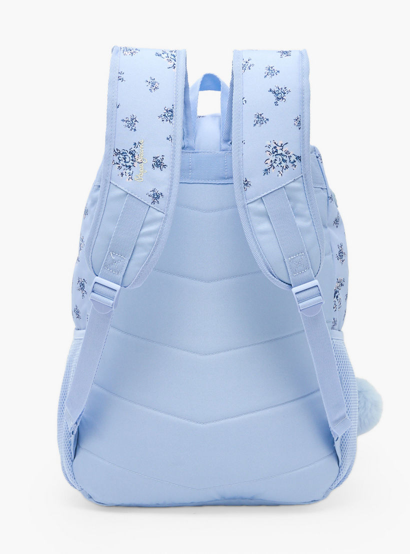 Pepe Jeans Olivia Floral Print Backpack for Girls 8-13 Years with Pom-Pom Accent - 18 inches-school-bagsandbackpacks-backpacks-image-11