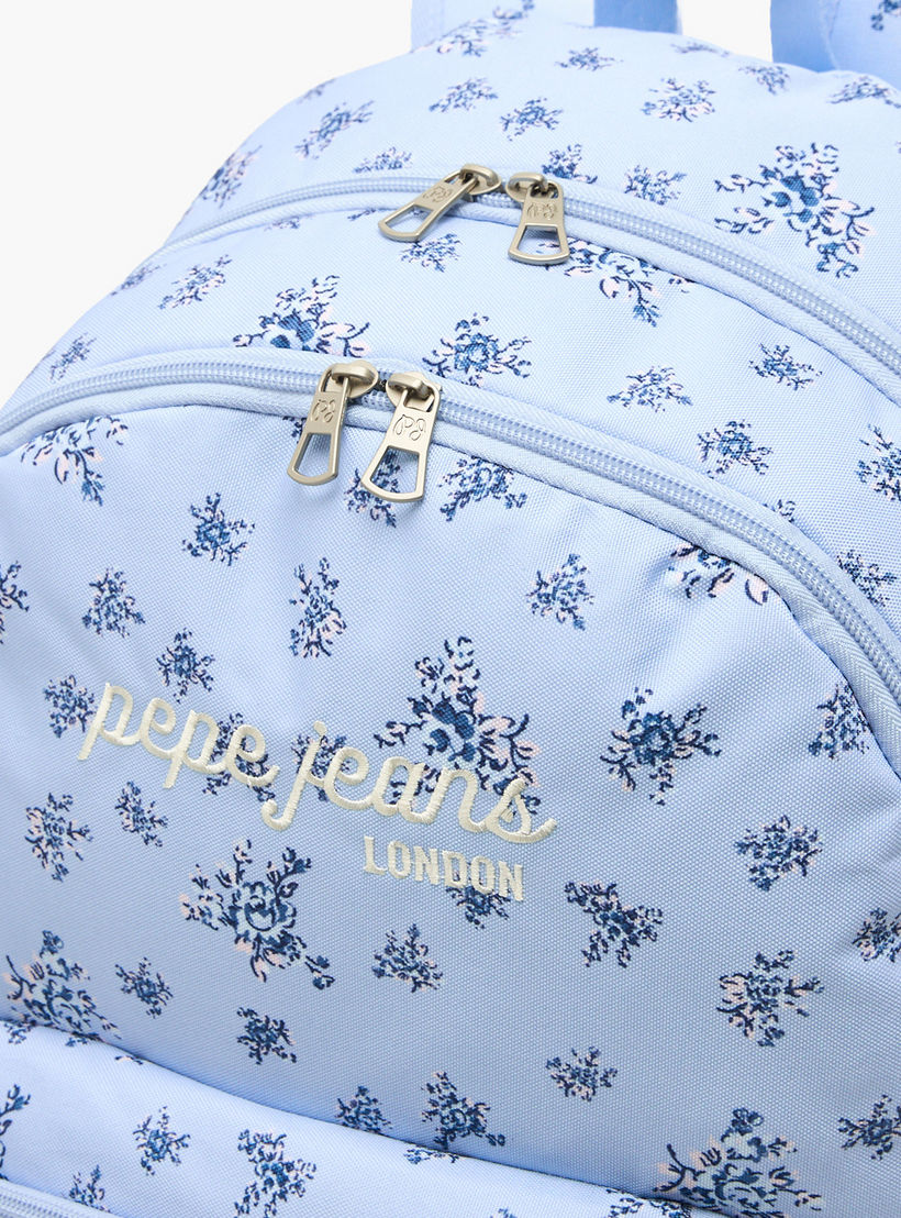 Pepe Jeans Olivia Floral Print Backpack for Girls 8-13 Years with Pom-Pom Accent - 18 inches-school-bagsandbackpacks-backpacks-image-4