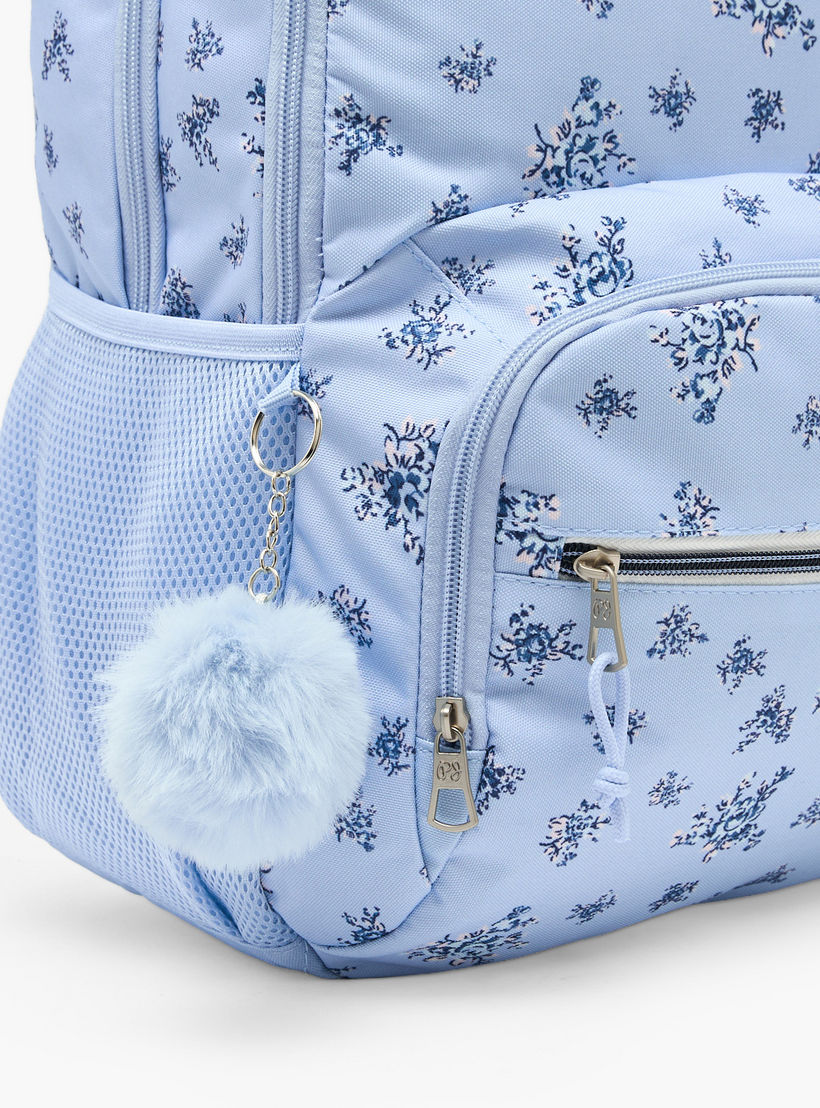 Pepe Jeans Olivia Floral Print Backpack for Girls 8-13 Years with Pom-Pom Accent - 18 inches-school-bagsandbackpacks-backpacks-image-5