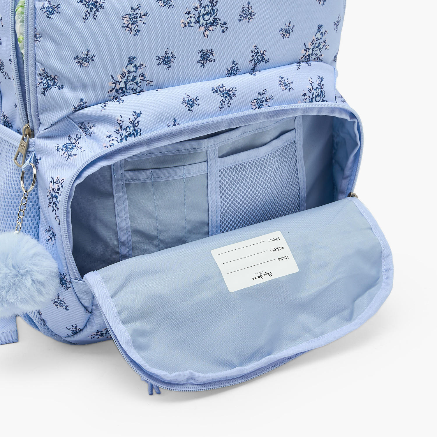 Pepe Jeans Olivia Floral Print Backpack for Girls 8-13 Years with Pom-Pom Accent - 18 inches-school-bagsandbackpacks-backpacks-image-7