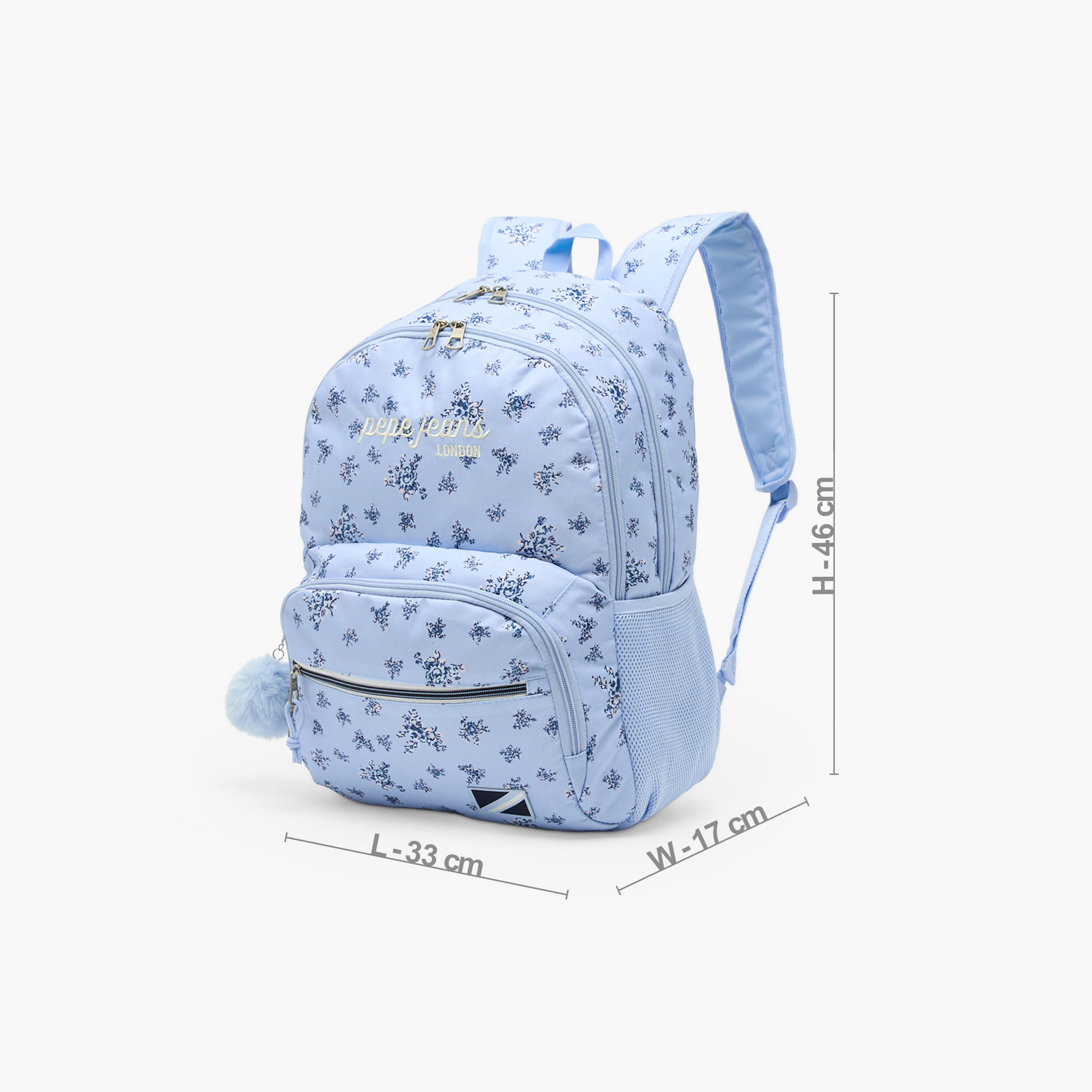 Pepe Jeans Olivia Floral Print Backpack for Girls 8-13 Years with Pom-Pom Accent - 18 inches-school-bagsandbackpacks-backpacks-image-9