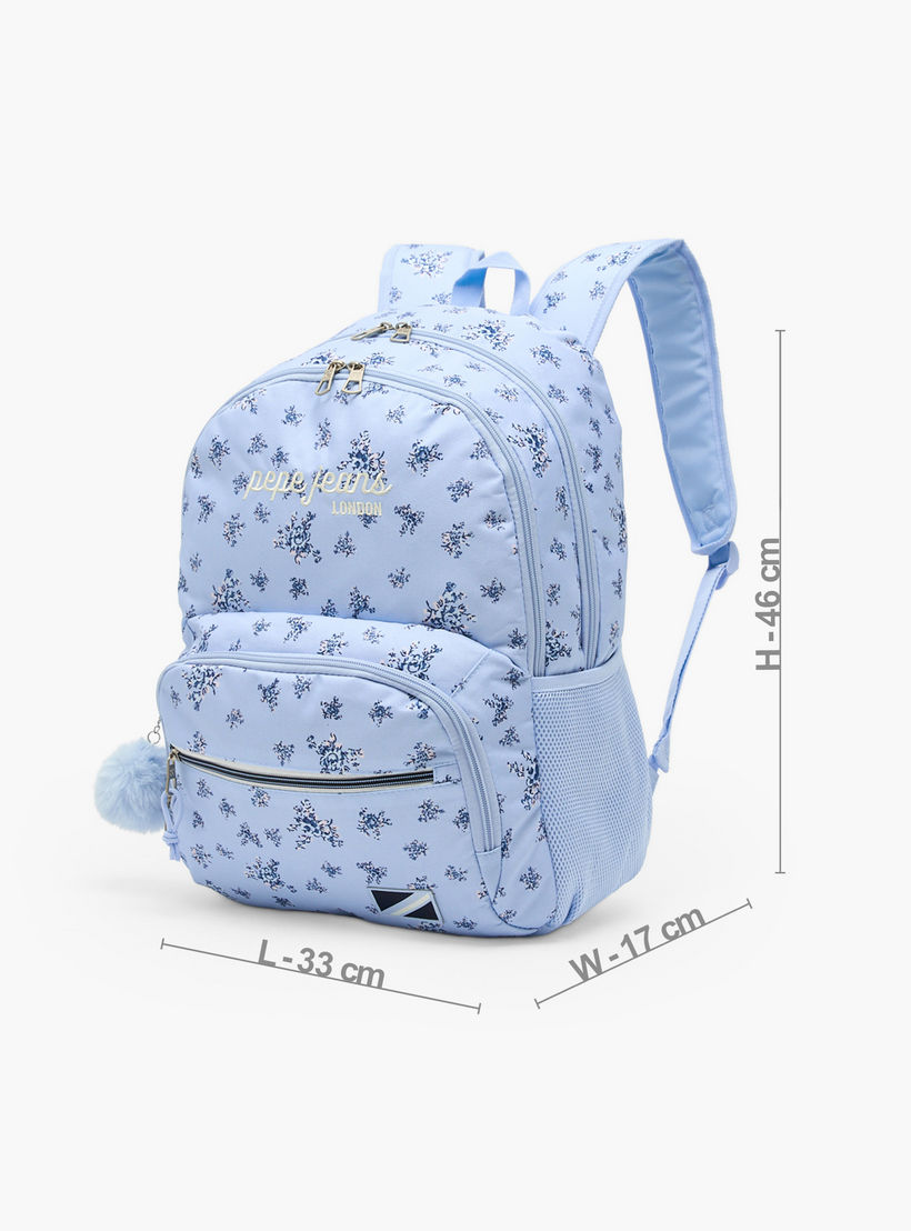 Pepe Jeans Olivia Floral Print Backpack for Girls 8-13 Years with Pom-Pom Accent - 18 inches-school-bagsandbackpacks-backpacks-image-9