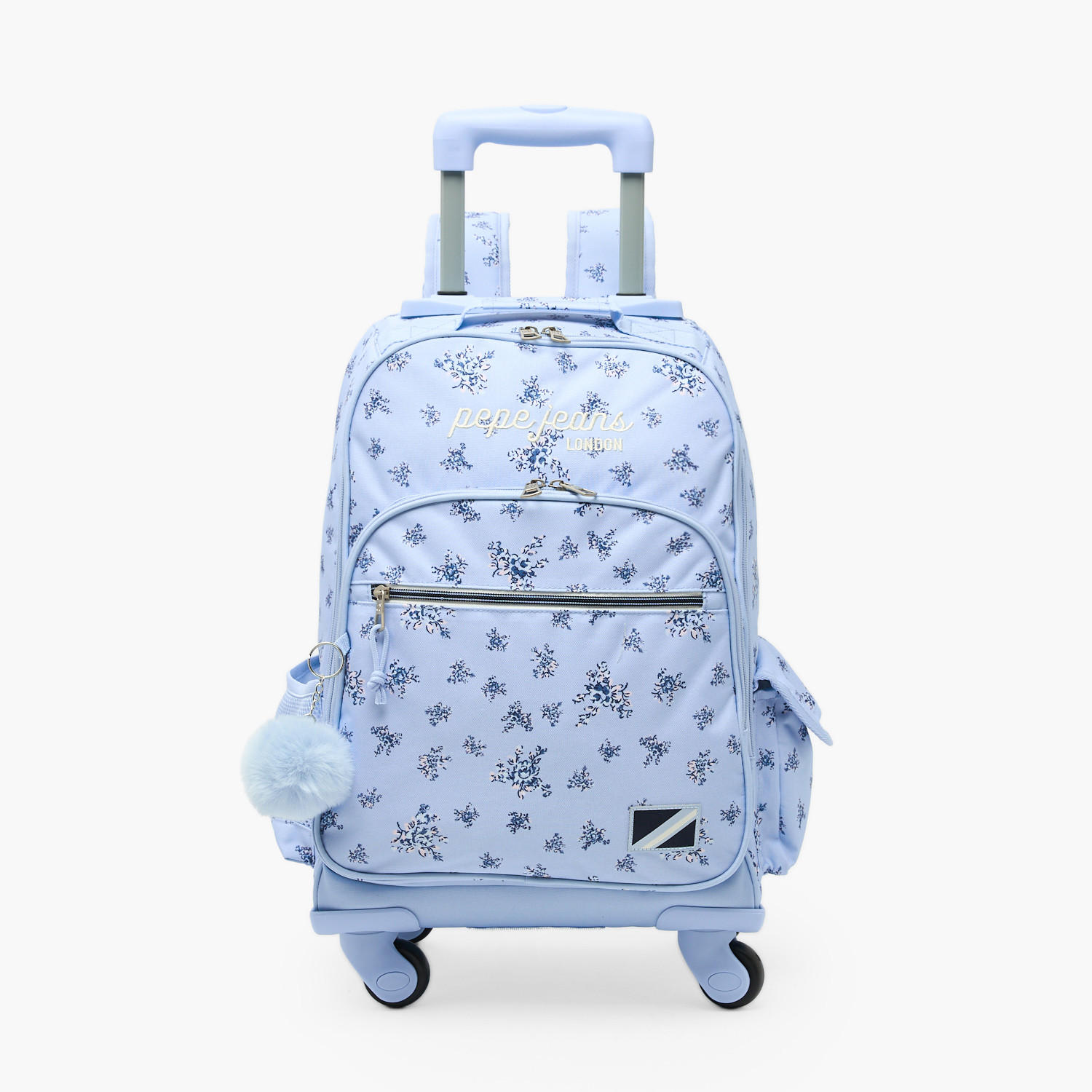 Pepe Jeans Olivia Floral Print Trolley Backpack for Girls 8-13 Years with Pom-Pom Accent - 17 inches-school-bagsandbackpacks-trolleybags-image-1