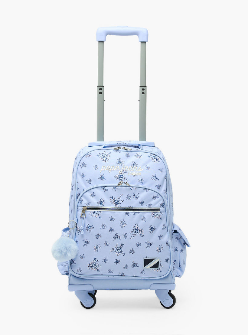 Pepe Jeans Olivia Floral Print Trolley Backpack for Girls 8-13 Years with Pom-Pom Accent - 17 inches-school-bagsandbackpacks-trolleybags-image-4
