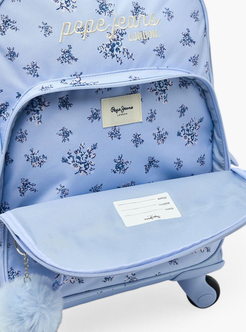 Pepe Jeans Olivia Floral Print Trolley Backpack for Girls 8-13 Years with Pom-Pom Accent - 17 inches-school-bagsandbackpacks-trolleybags-image-7