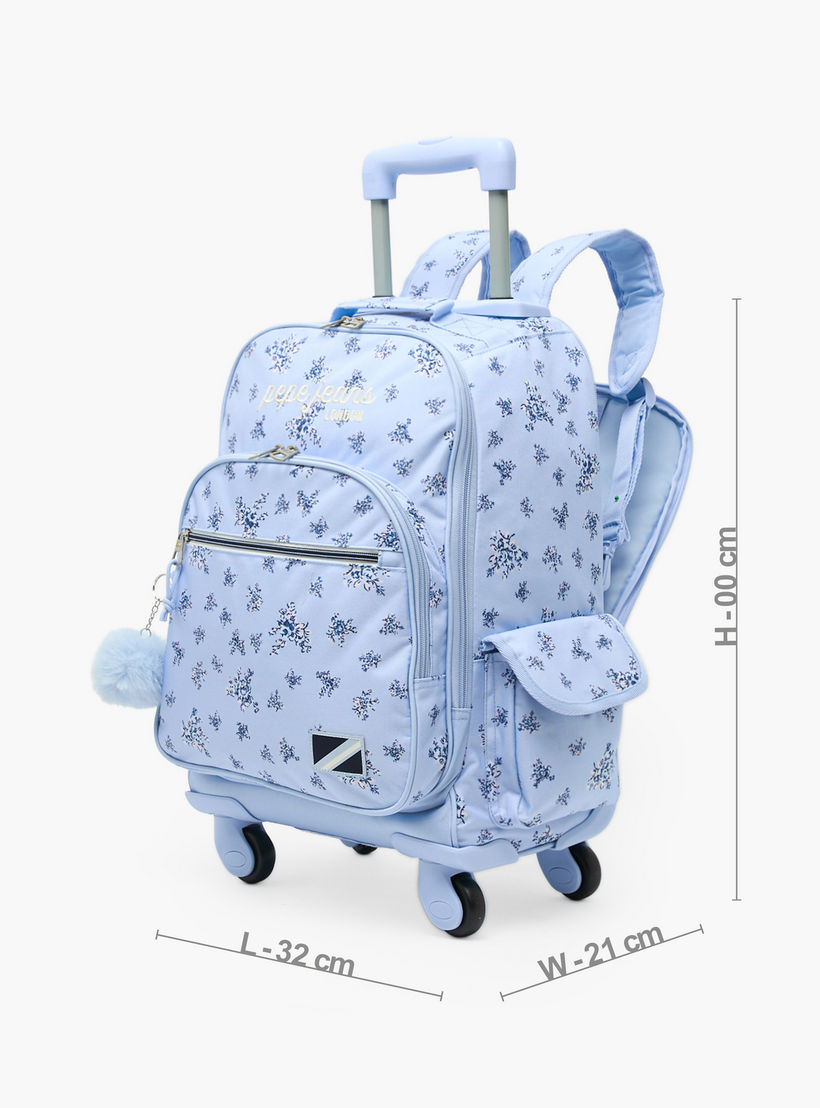 Pepe Jeans Olivia Floral Print Trolley Backpack for Girls 8-13 Years with Pom-Pom Accent - 17 inches-school-bagsandbackpacks-trolleybags-image-9