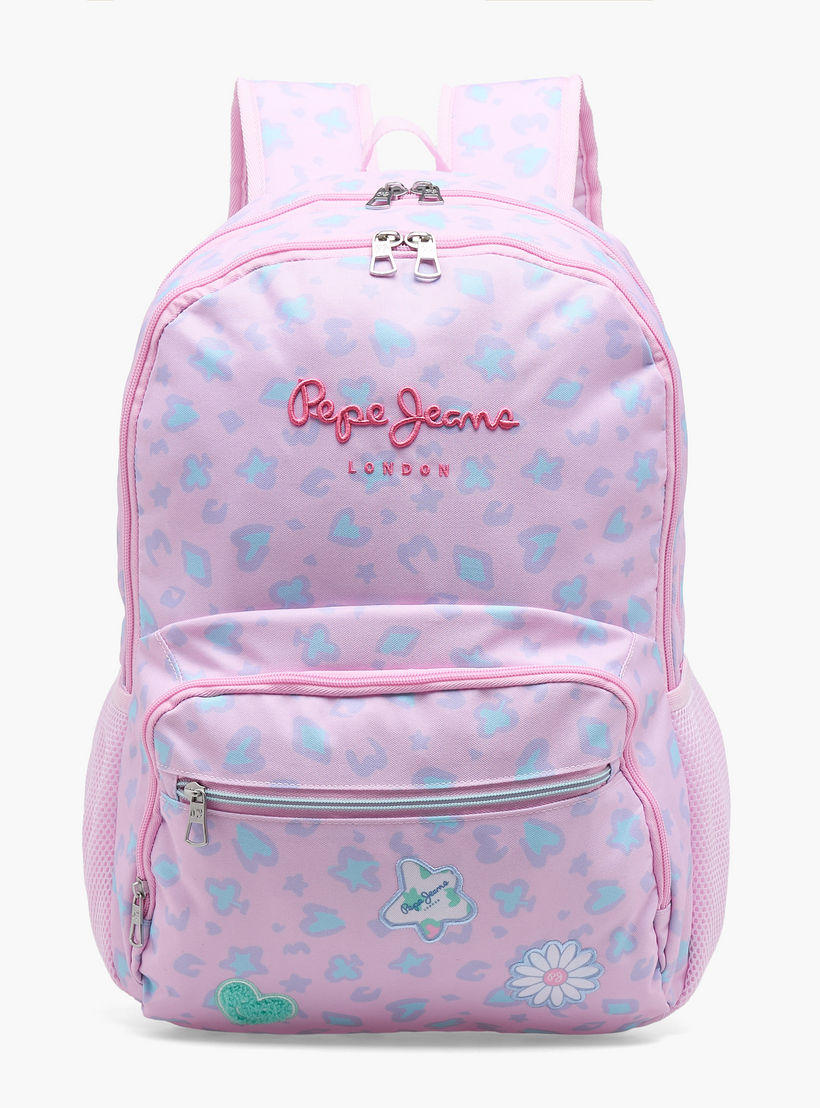 شنطة ظهر بطبعة مجردة للبنات من 8-13 سنة مع أحزمة كتف مبطنة - 18 بوصة-school-bagsandbackpacks-backpacks-image-1