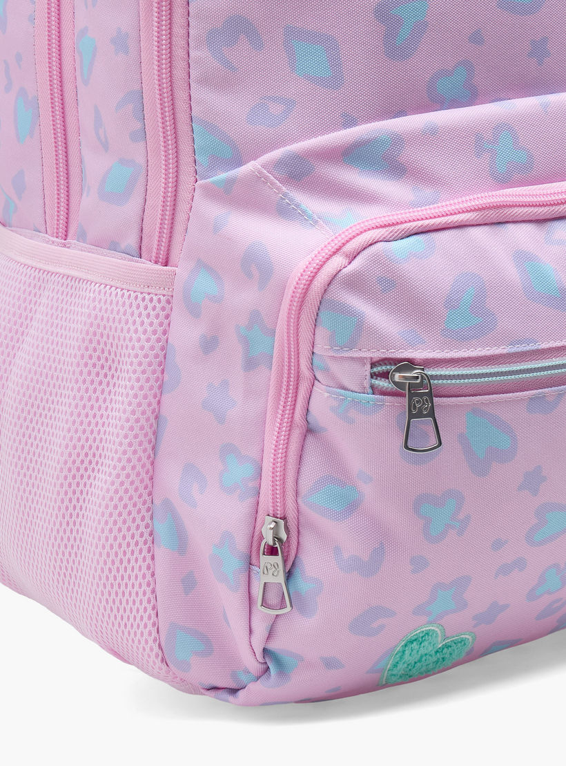 شنطة ظهر بطبعة مجردة للبنات من 8-13 سنة مع أحزمة كتف مبطنة - 18 بوصة-school-bagsandbackpacks-backpacks-image-3