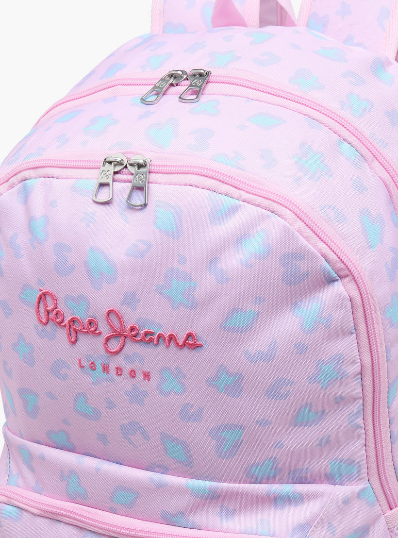 شنطة ظهر بطبعة مجردة للبنات من 8-13 سنة مع أحزمة كتف مبطنة - 18 بوصة-school-bagsandbackpacks-backpacks-image-4