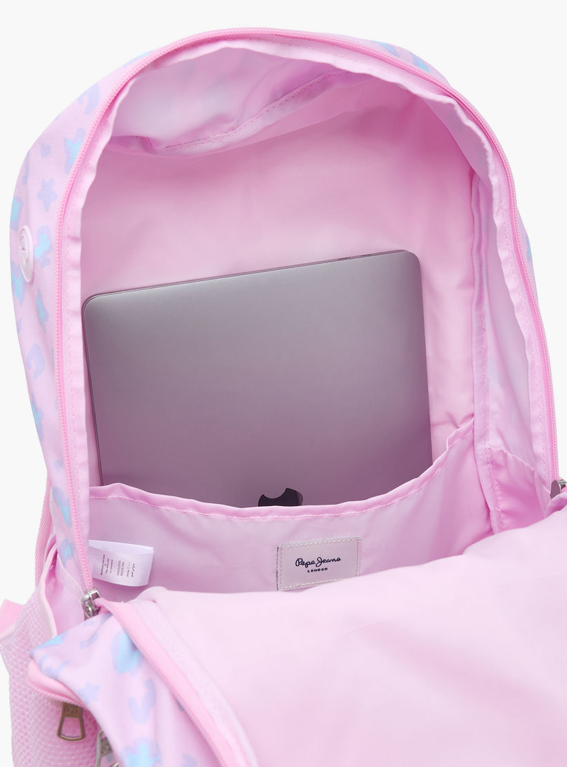 شنطة ظهر بطبعة مجردة للبنات من 8-13 سنة مع أحزمة كتف مبطنة - 18 بوصة-school-bagsandbackpacks-backpacks-image-5