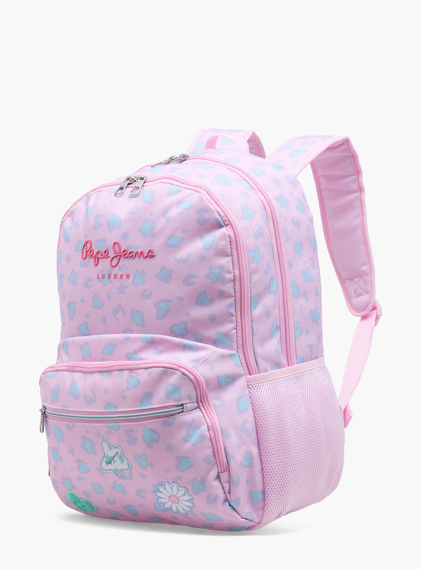 شنطة ظهر بطبعة مجردة للبنات من 8-13 سنة مع أحزمة كتف مبطنة - 18 بوصة-school-bagsandbackpacks-backpacks-image-6