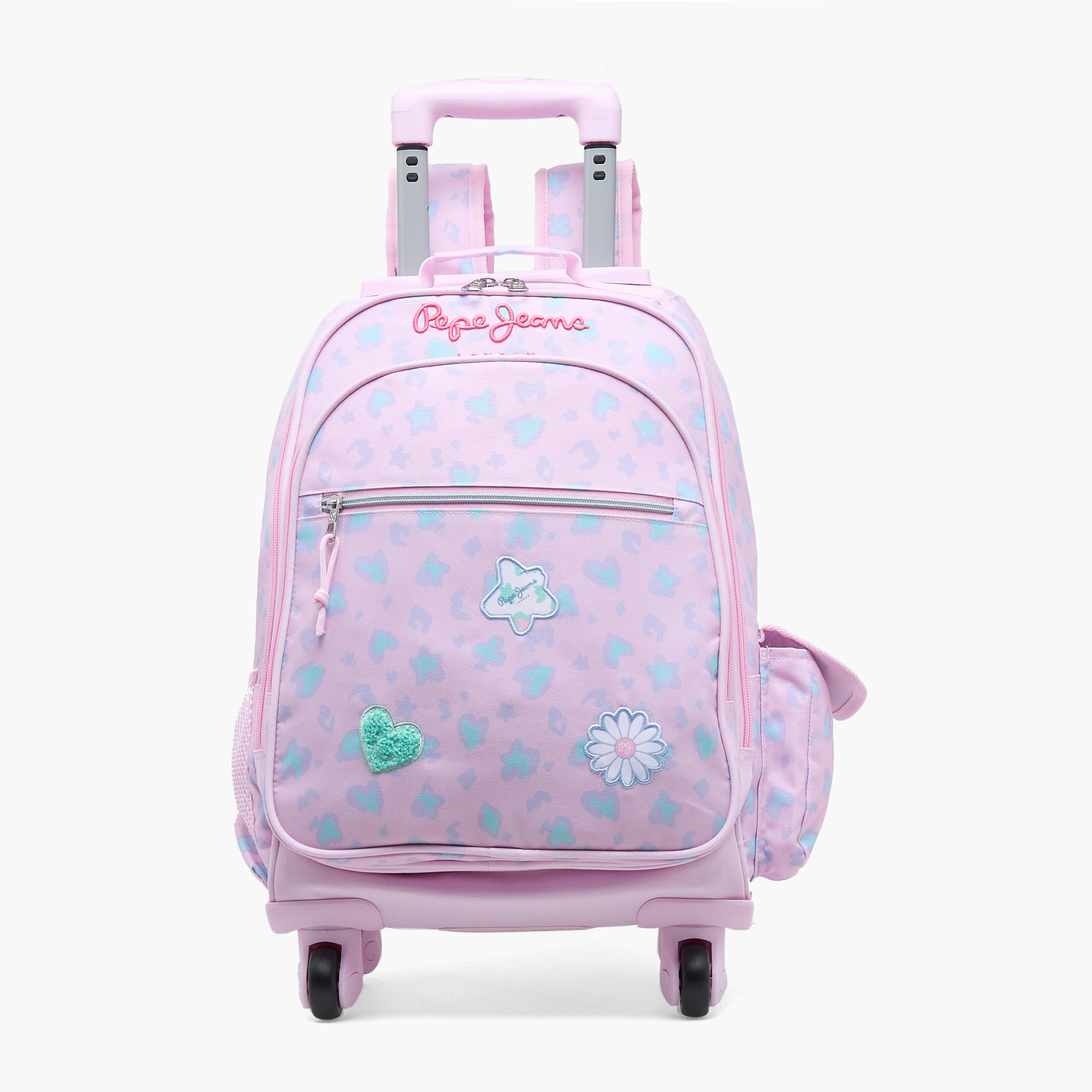 Pepe Jeans Abstract Print Trolley Bag for Girls 8-13 Years Retractable Handle - 17 inches-school-bagsandbackpacks-trolleybags-image-1