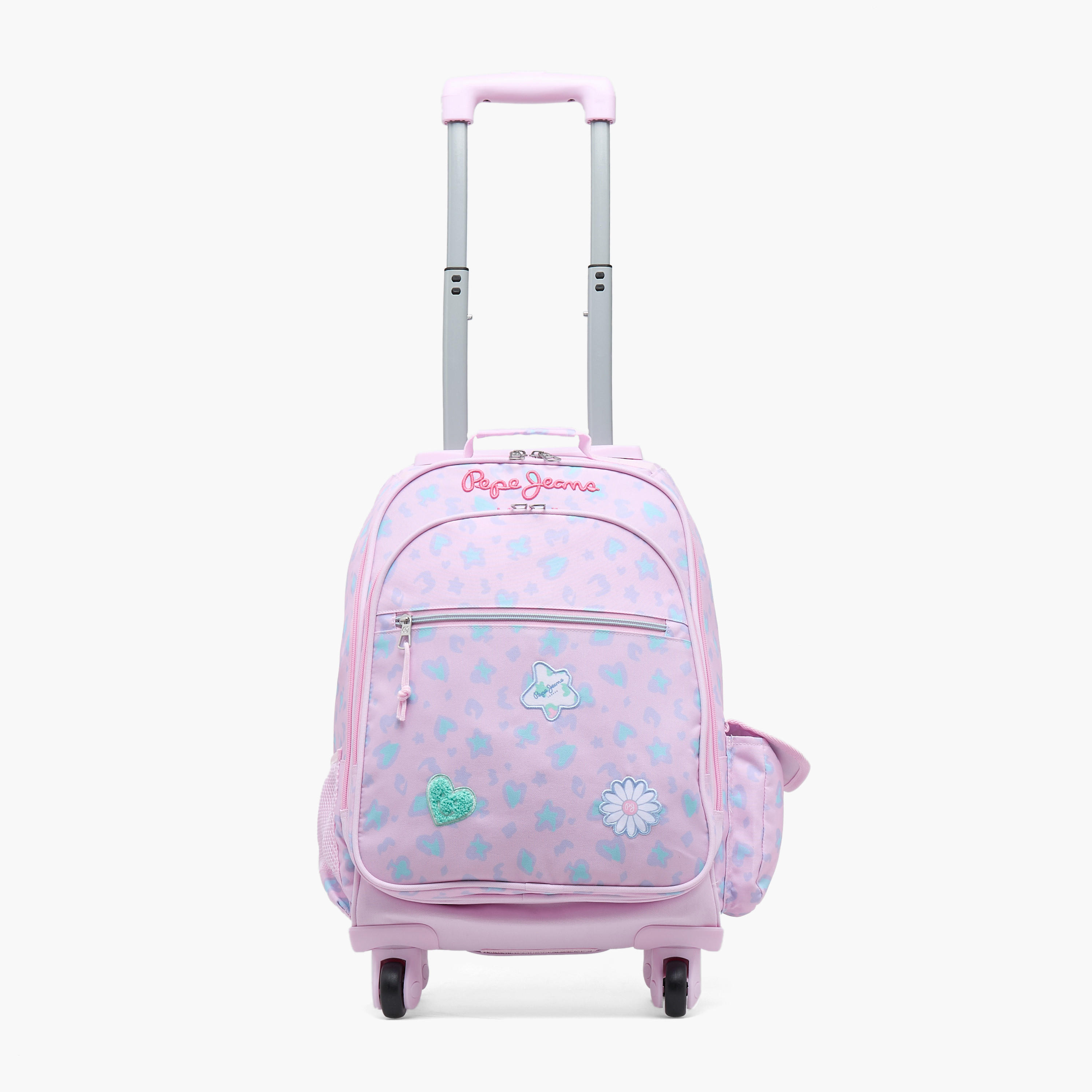 Pepe Jeans Abstract Print Trolley Bag for Girls 8-13 Years Retractable Handle - 17 inches-school-bagsandbackpacks-trolleybags-image-2