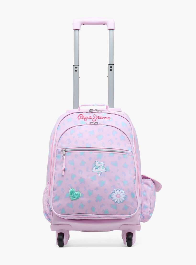 Pepe Jeans Abstract Print Trolley Bag for Girls 8-13 Years Retractable Handle - 17 inches-school-bagsandbackpacks-trolleybags-image-4