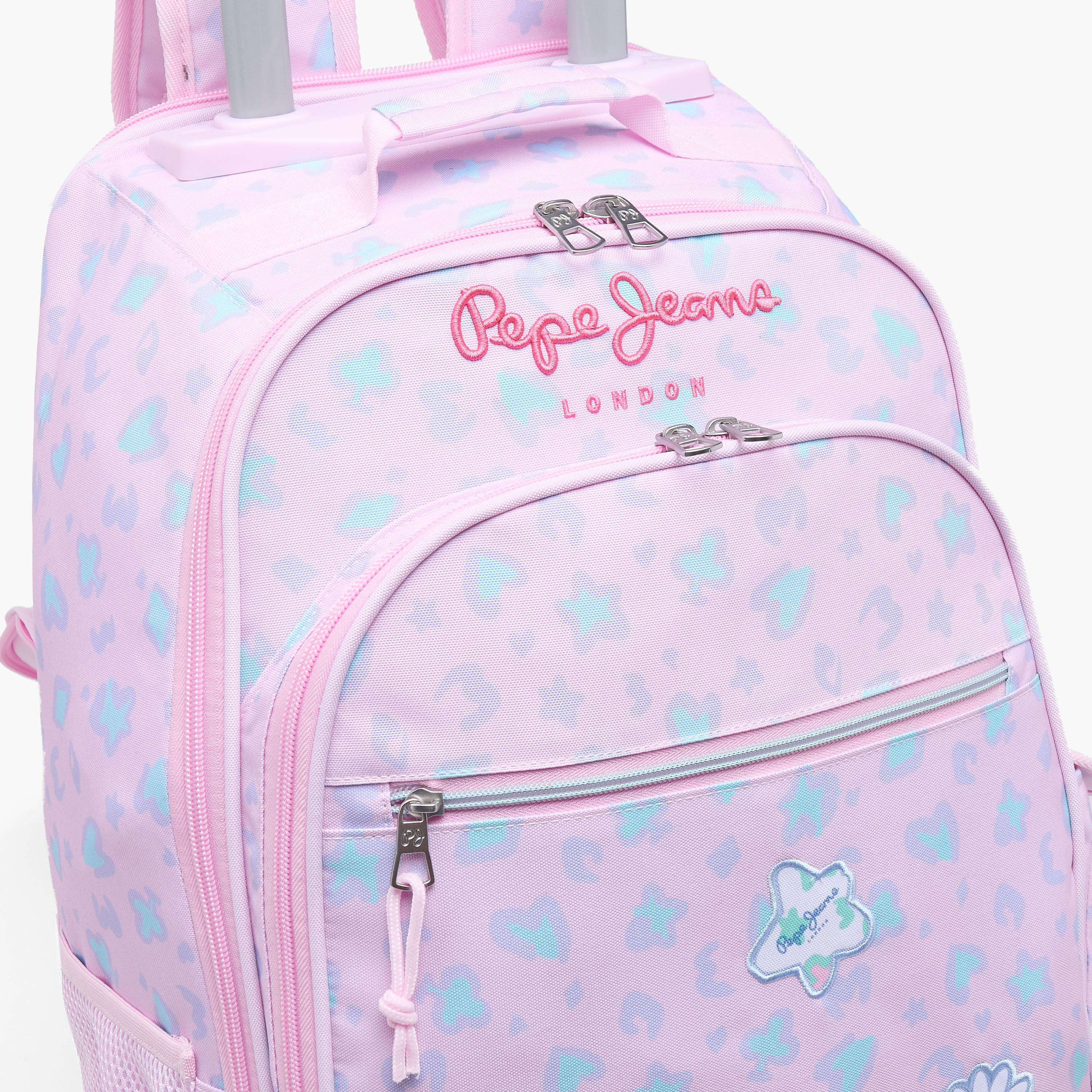 Pepe Jeans Abstract Print Trolley Bag for Girls 8-13 Years Retractable Handle - 17 inches-school-bagsandbackpacks-trolleybags-image-4