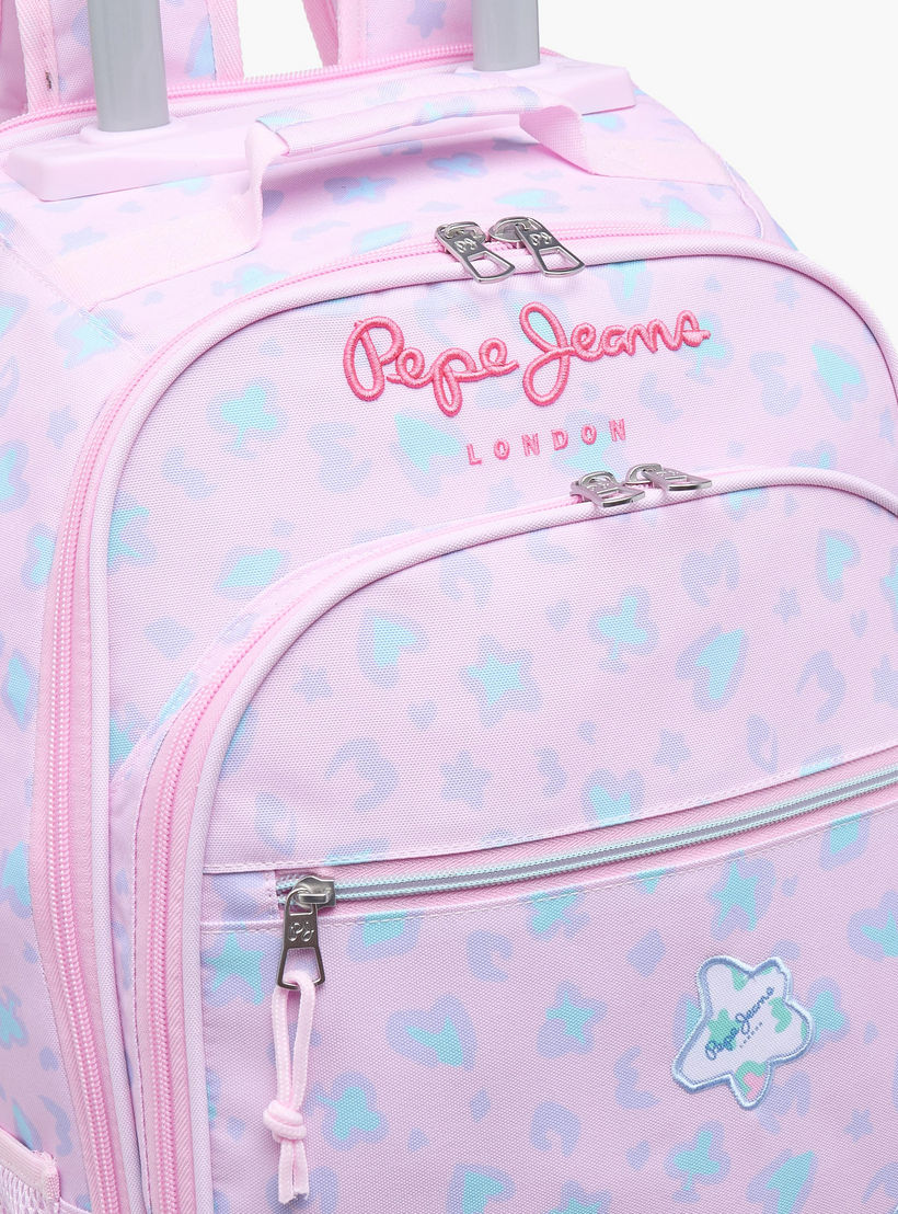 Pepe Jeans Abstract Print Trolley Bag for Girls 8-13 Years Retractable Handle - 17 inches-school-bagsandbackpacks-trolleybags-image-4
