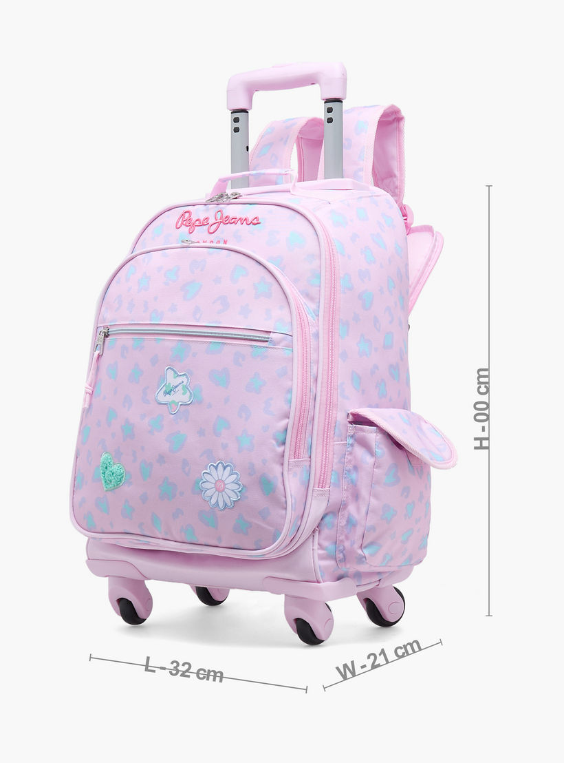 Pepe Jeans Abstract Print Trolley Bag for Girls 8-13 Years Retractable Handle - 17 inches-school-bagsandbackpacks-trolleybags-image-8