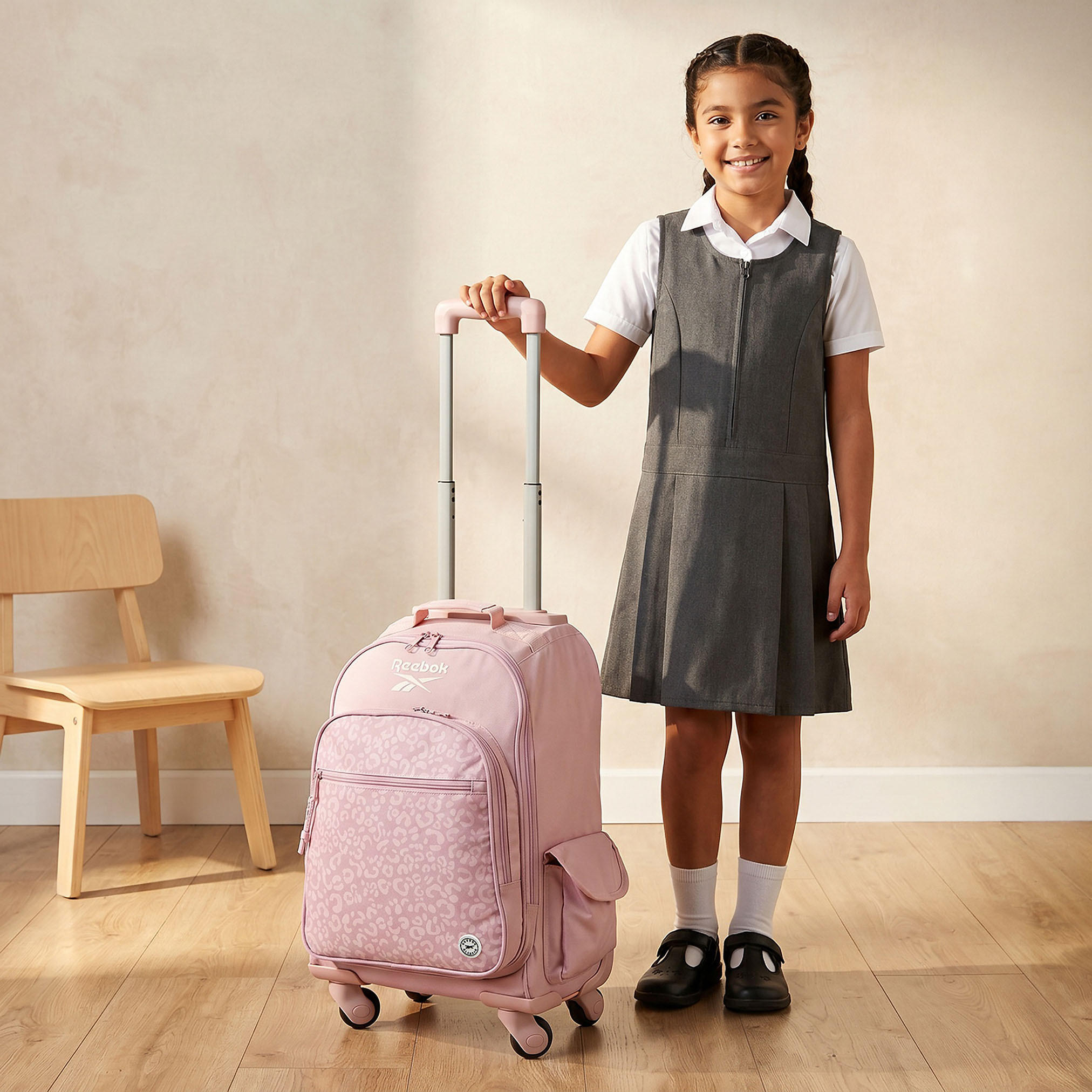 Reebok Maura Printed Trolley Backpack for Girls 8-13 Years with Water Bottle Pocket - 17 inches-school-bagsandbackpacks-trolleybags-image-3