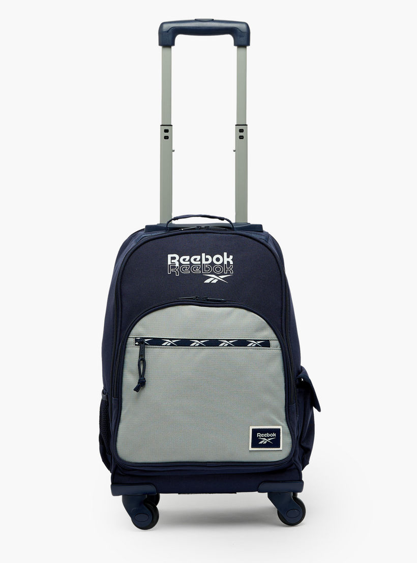 شنطة ظهر ترولي للأولاد 8-13 سنة بجيب قارورة ماء وطبعات شعار من ريبوك - 17 بوصة-school-bagsandbackpacks-trolleybags-image-3