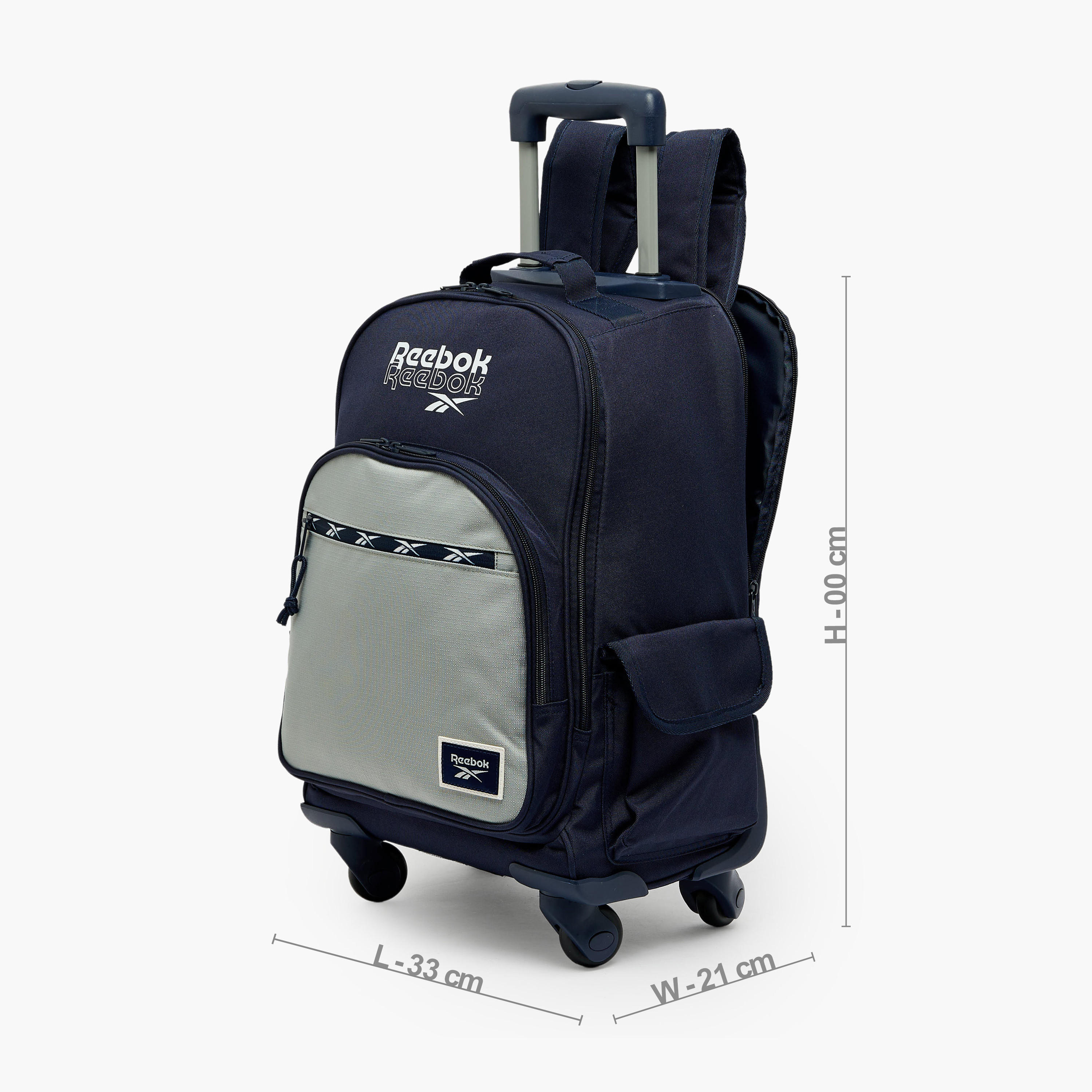 شنطة ظهر ترولي للأولاد 8-13 سنة بجيب قارورة ماء وطبعات شعار من ريبوك - 17 بوصة-school-bagsandbackpacks-trolleybags-image-7