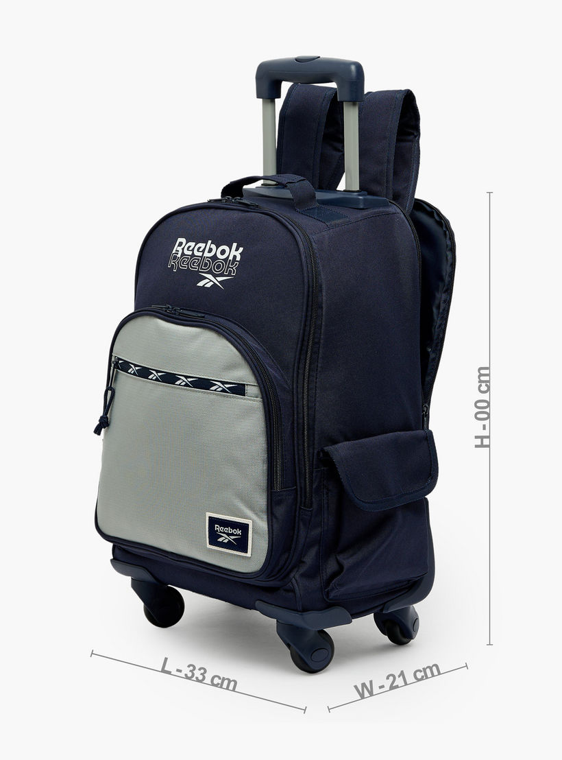 شنطة ظهر ترولي للأولاد 8-13 سنة بجيب قارورة ماء وطبعات شعار من ريبوك - 17 بوصة-school-bagsandbackpacks-trolleybags-image-7