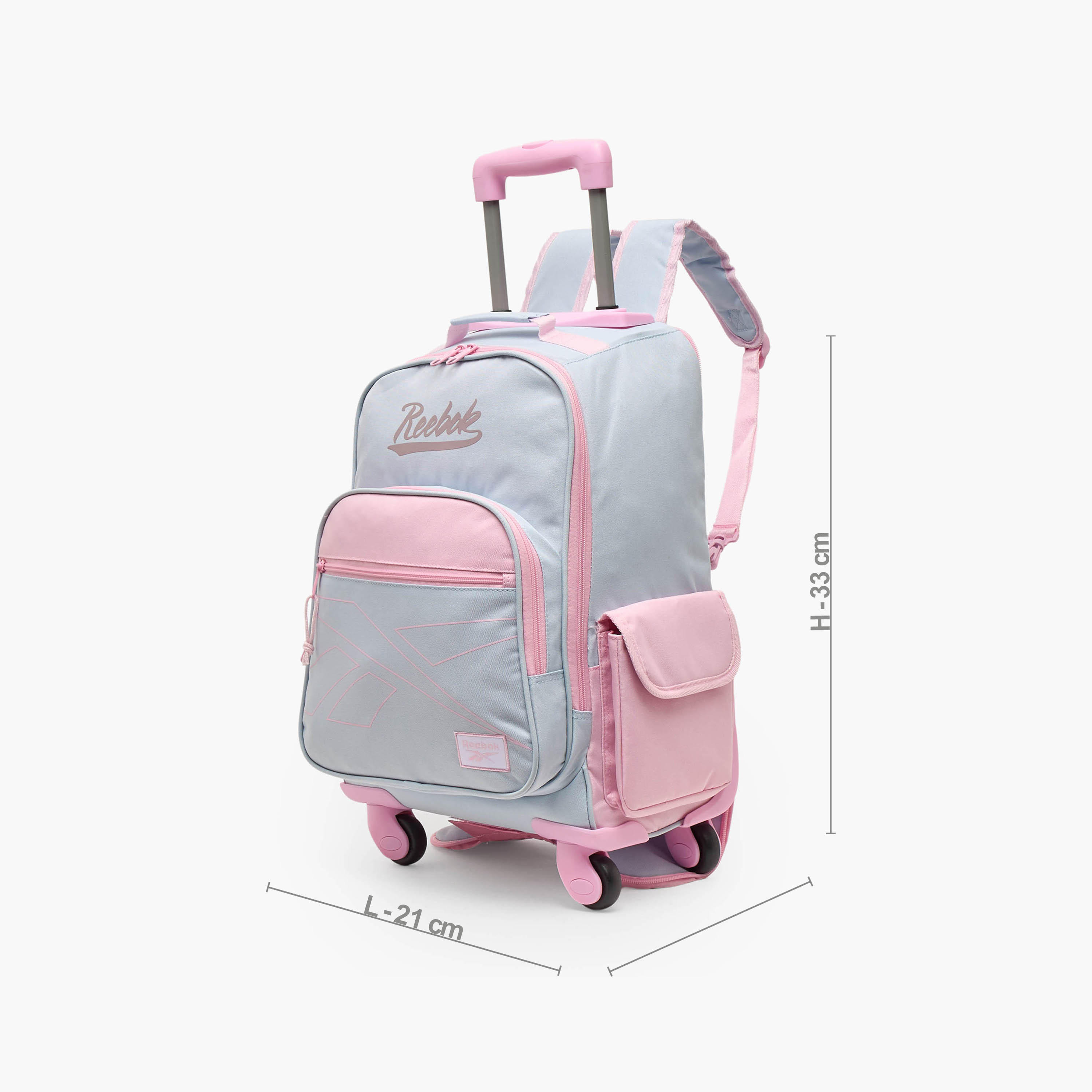 Reebok Colourblock Trolley Bag for Girls 8-13 Years with Retractable Handle - 17 inches-school-bagsandbackpacks-trolleybags-image-9