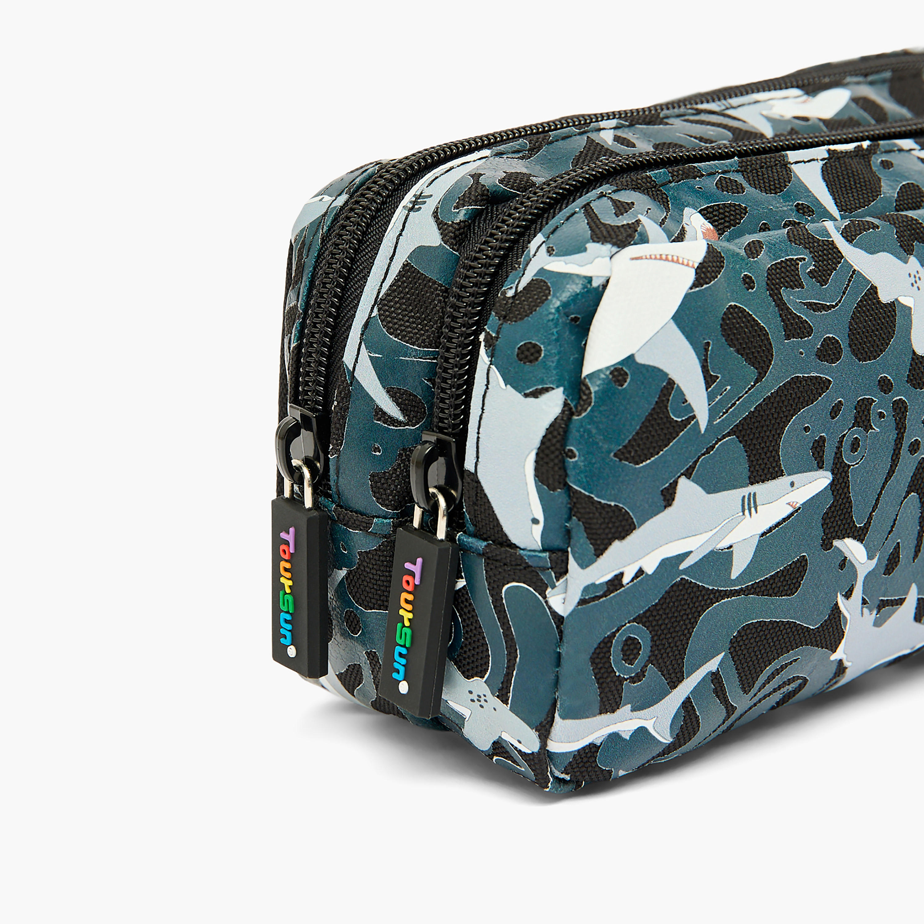 Toursun Shark Print Pencil Pouch with Two Compartment-school-stationery-pencilcases-image-4
