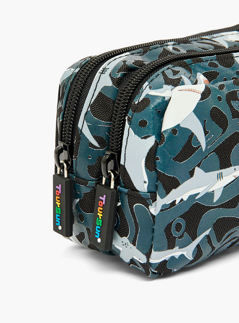 Toursun Shark Print Pencil Pouch with Two Compartment-school-stationery-pencilcases-image-4