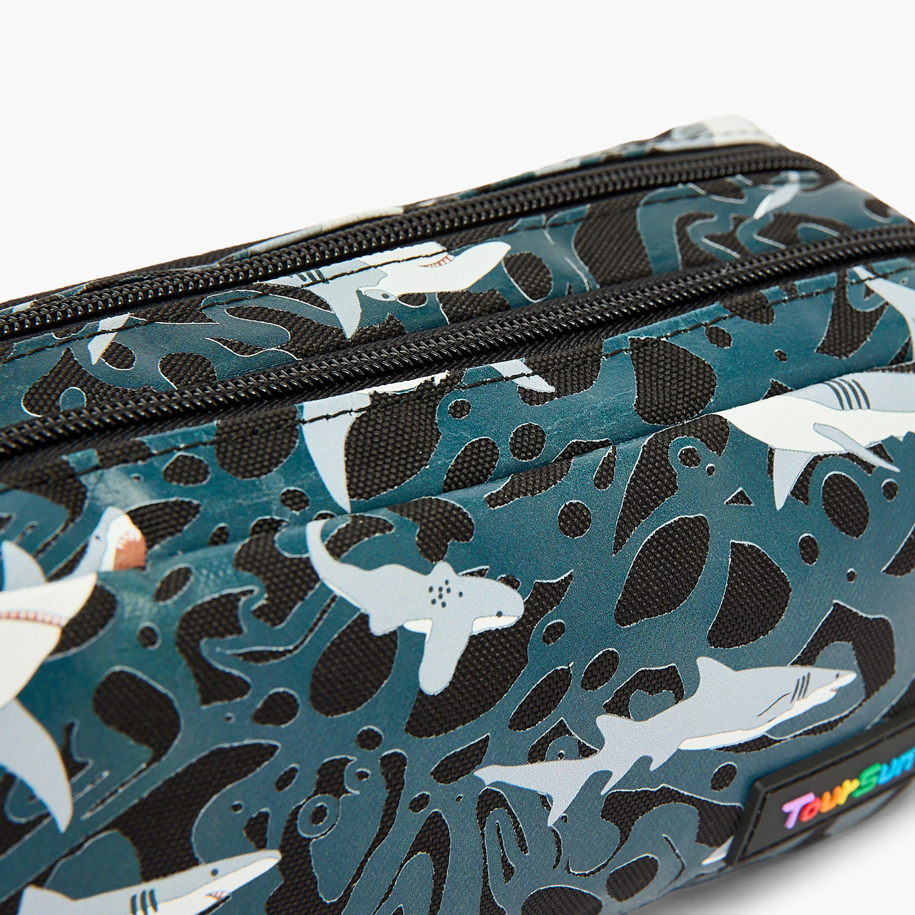Toursun Shark Print Pencil Pouch with Two Compartment-school-stationery-pencilcases-image-5