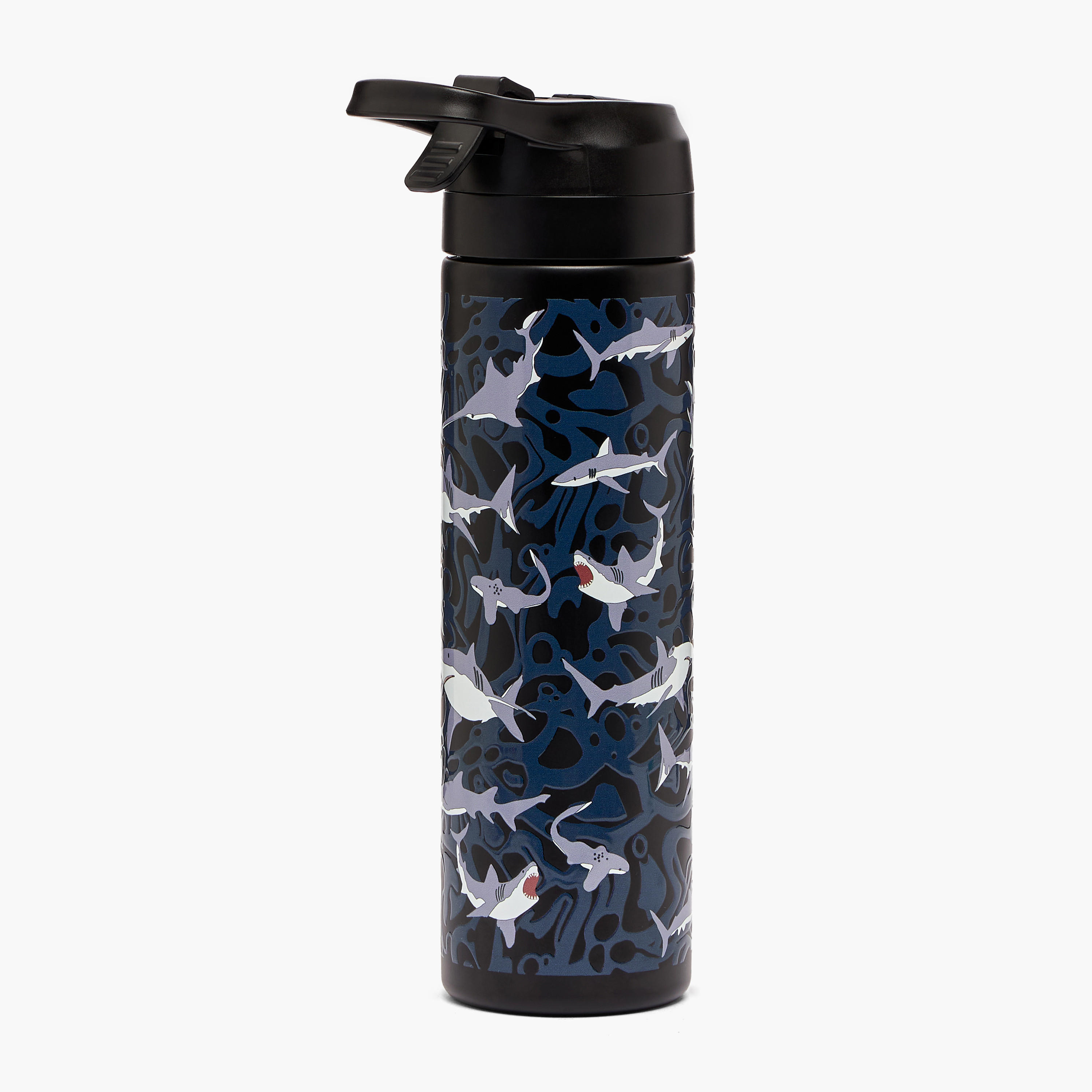 Toursun Shark Print Stainless Steel Water Bottle with Flip Spout and Handle - 540 ml-school-waterbottles-image-3