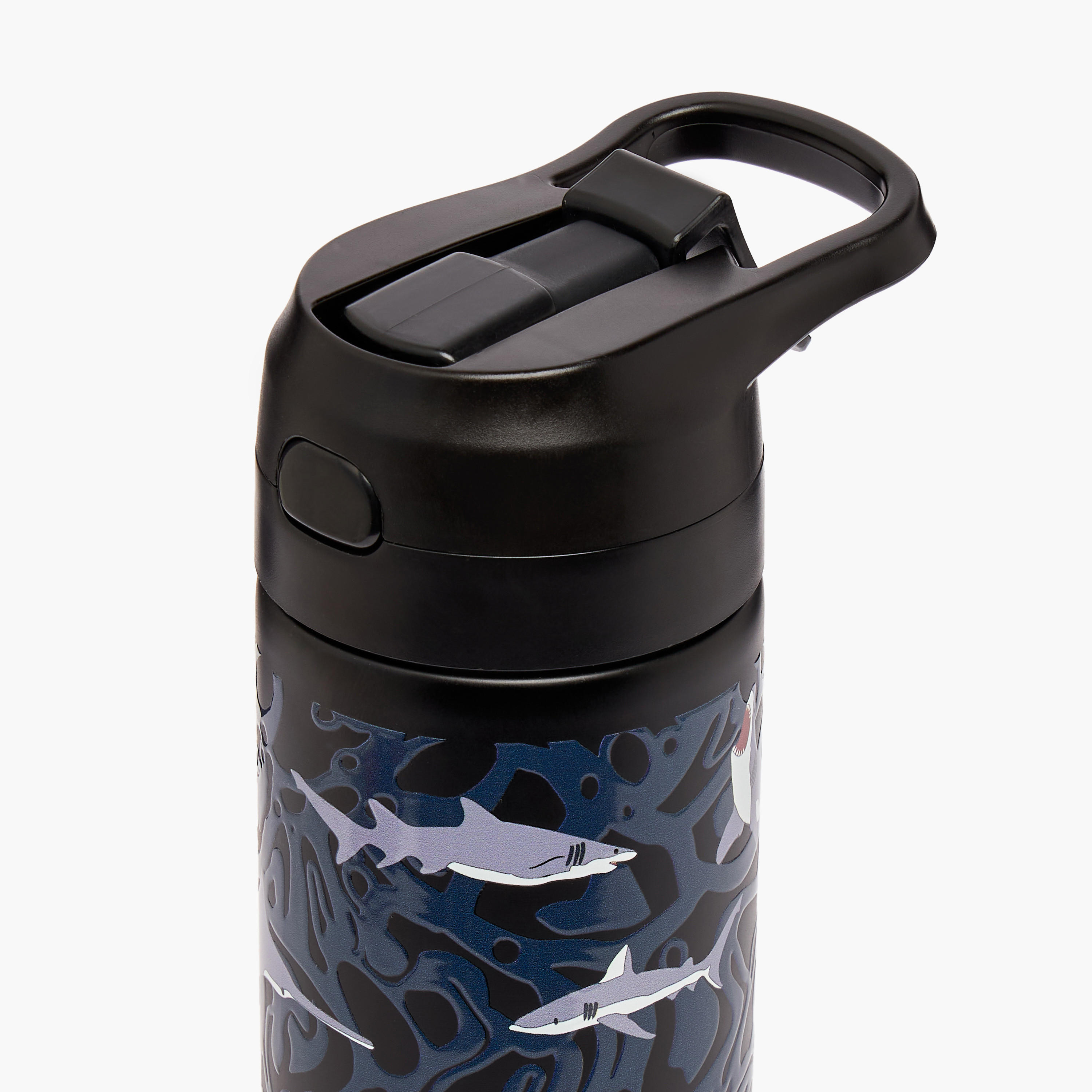 Toursun Shark Print Stainless Steel Water Bottle with Flip Spout and Handle - 540 ml-school-waterbottles-image-4