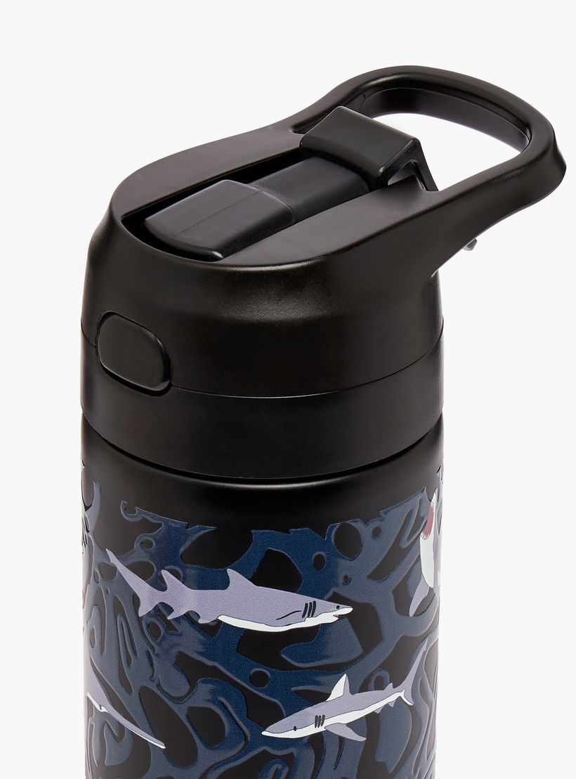 Toursun Shark Print Stainless Steel Water Bottle with Flip Spout and Handle - 540 ml-school-waterbottles-image-4