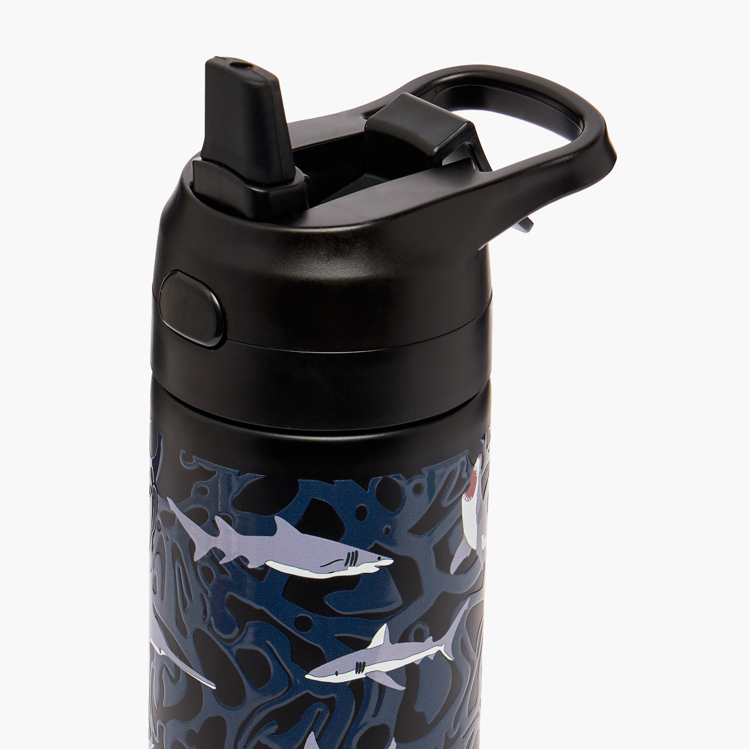 Toursun Shark Print Stainless Steel Water Bottle with Flip Spout and Handle - 540 ml-school-waterbottles-image-6