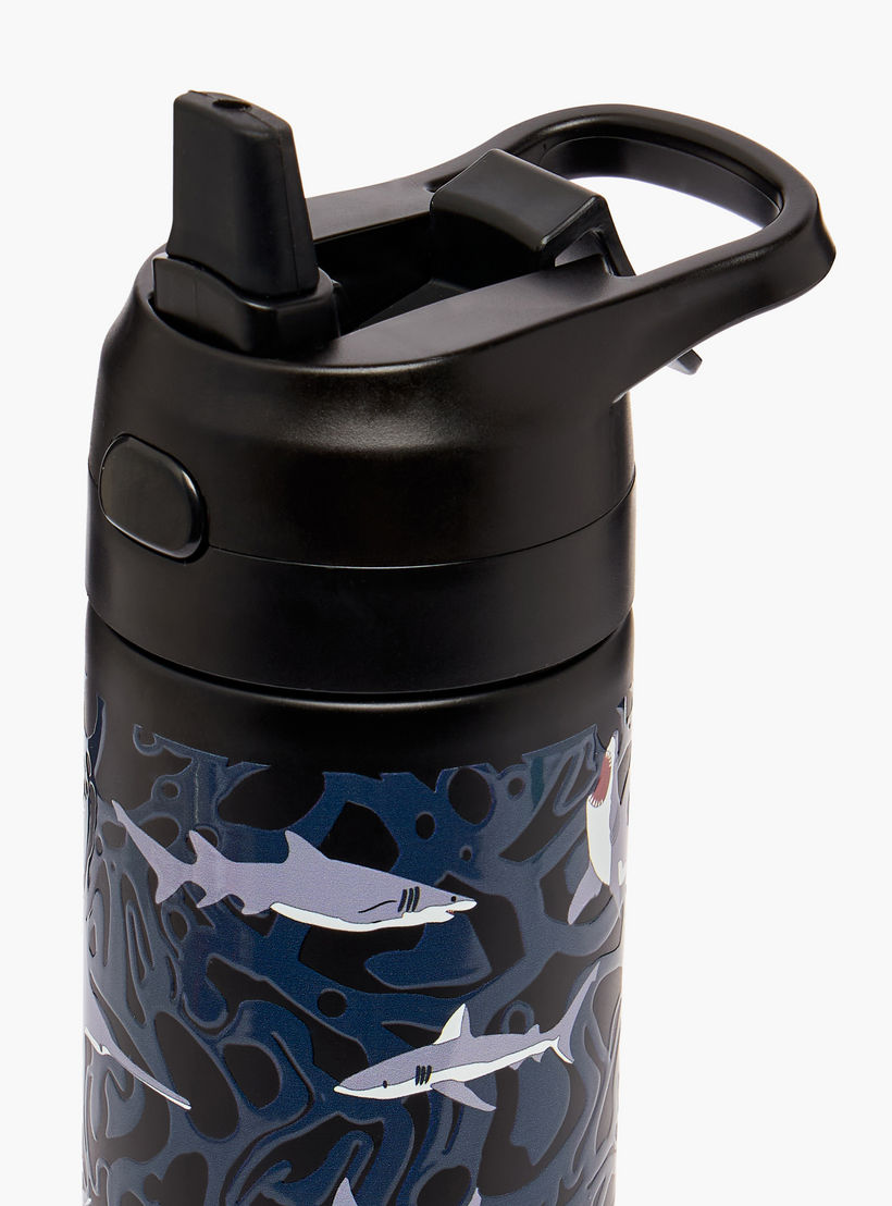Toursun Shark Print Stainless Steel Water Bottle with Flip Spout and Handle - 540 ml-school-waterbottles-image-6