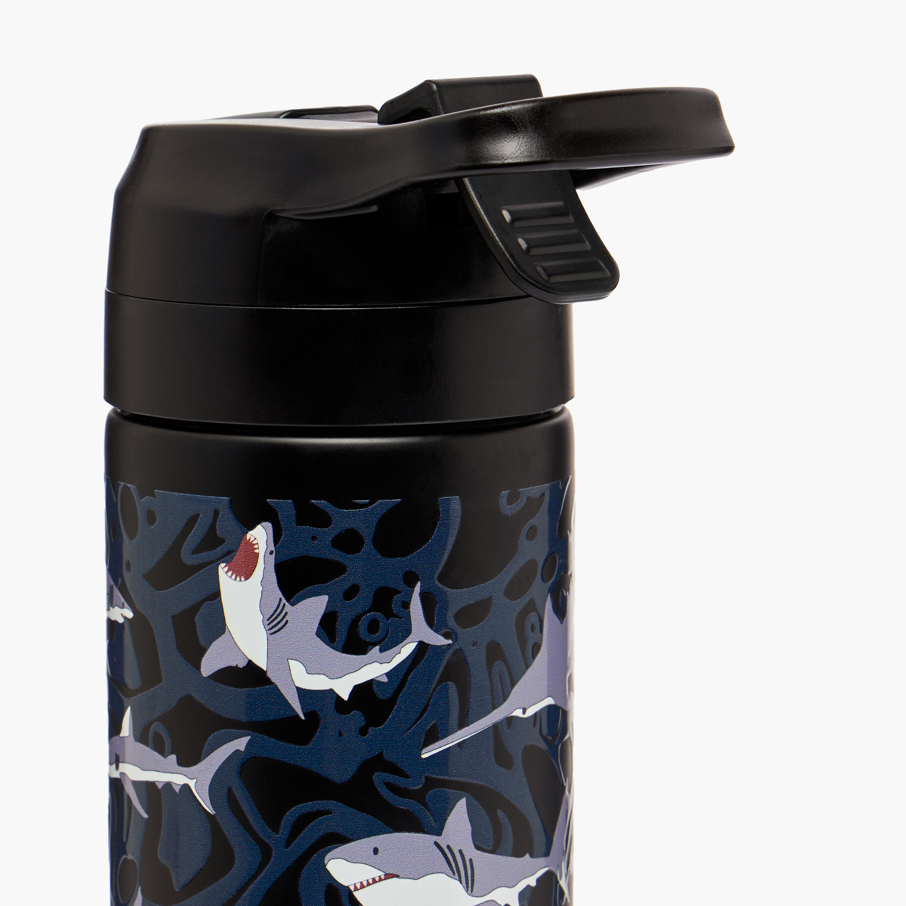 Toursun Shark Print Stainless Steel Water Bottle with Flip Spout and Handle - 540 ml-school-waterbottles-image-7