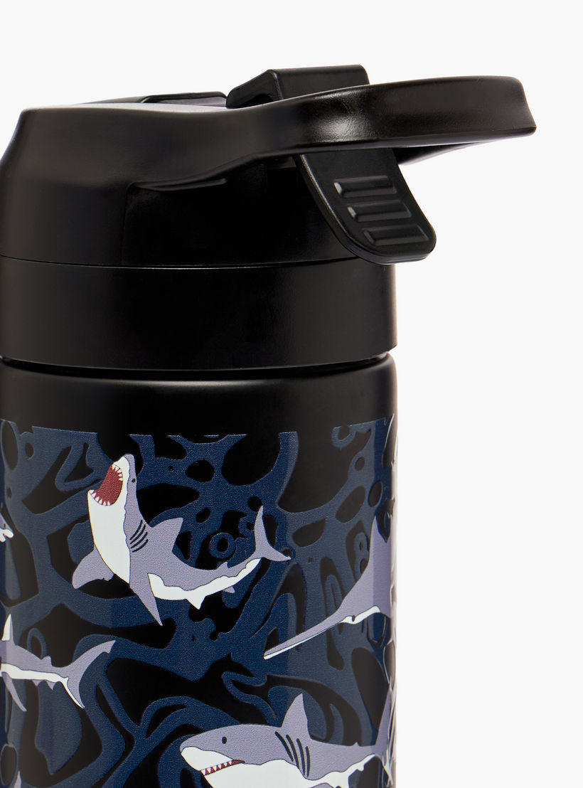 Toursun Shark Print Stainless Steel Water Bottle with Flip Spout and Handle - 540 ml-school-waterbottles-image-7