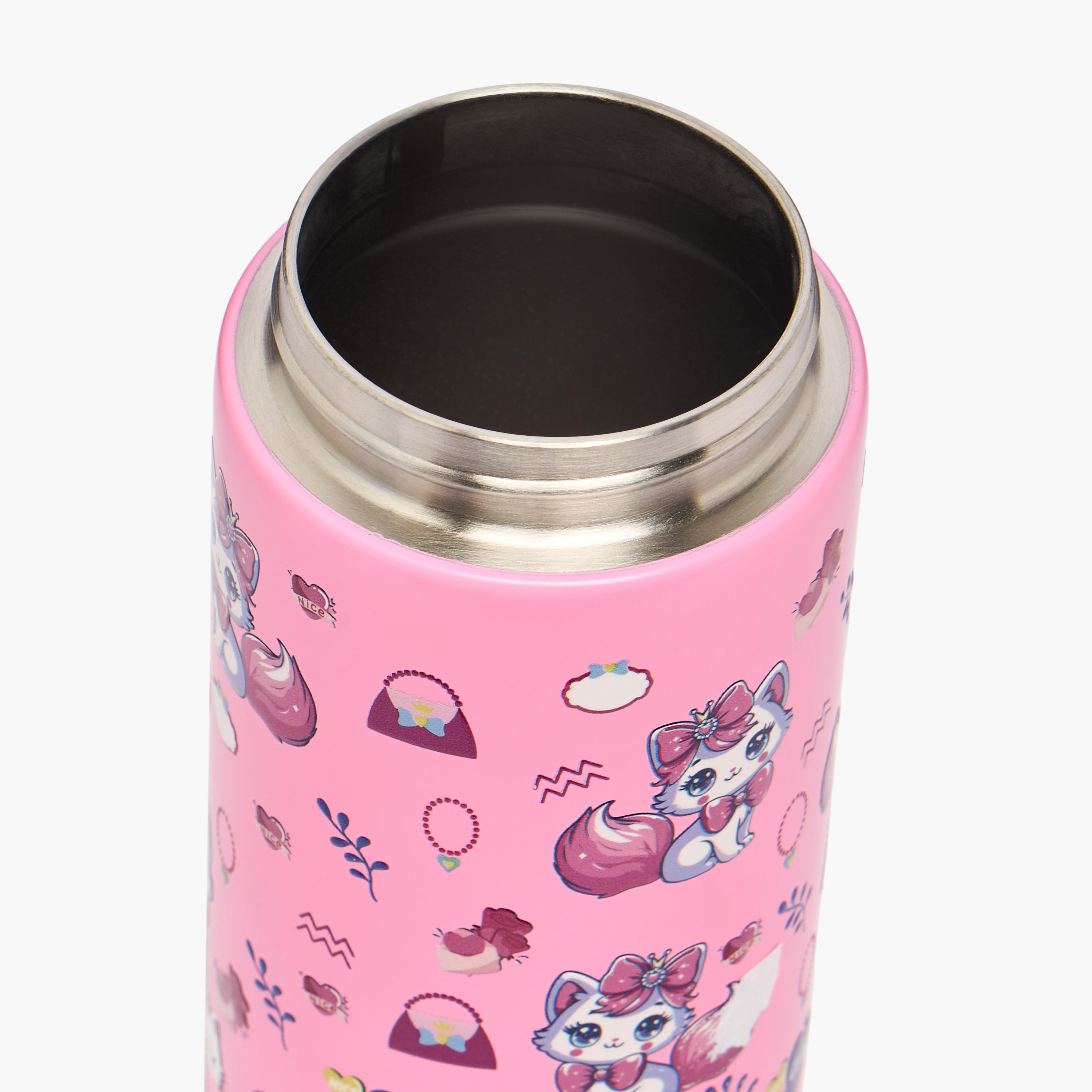 Toursun Cat Print Stainless Steel Water Bottle with Flip Spout and Handle - 540 ml-school-waterbottles-image-5