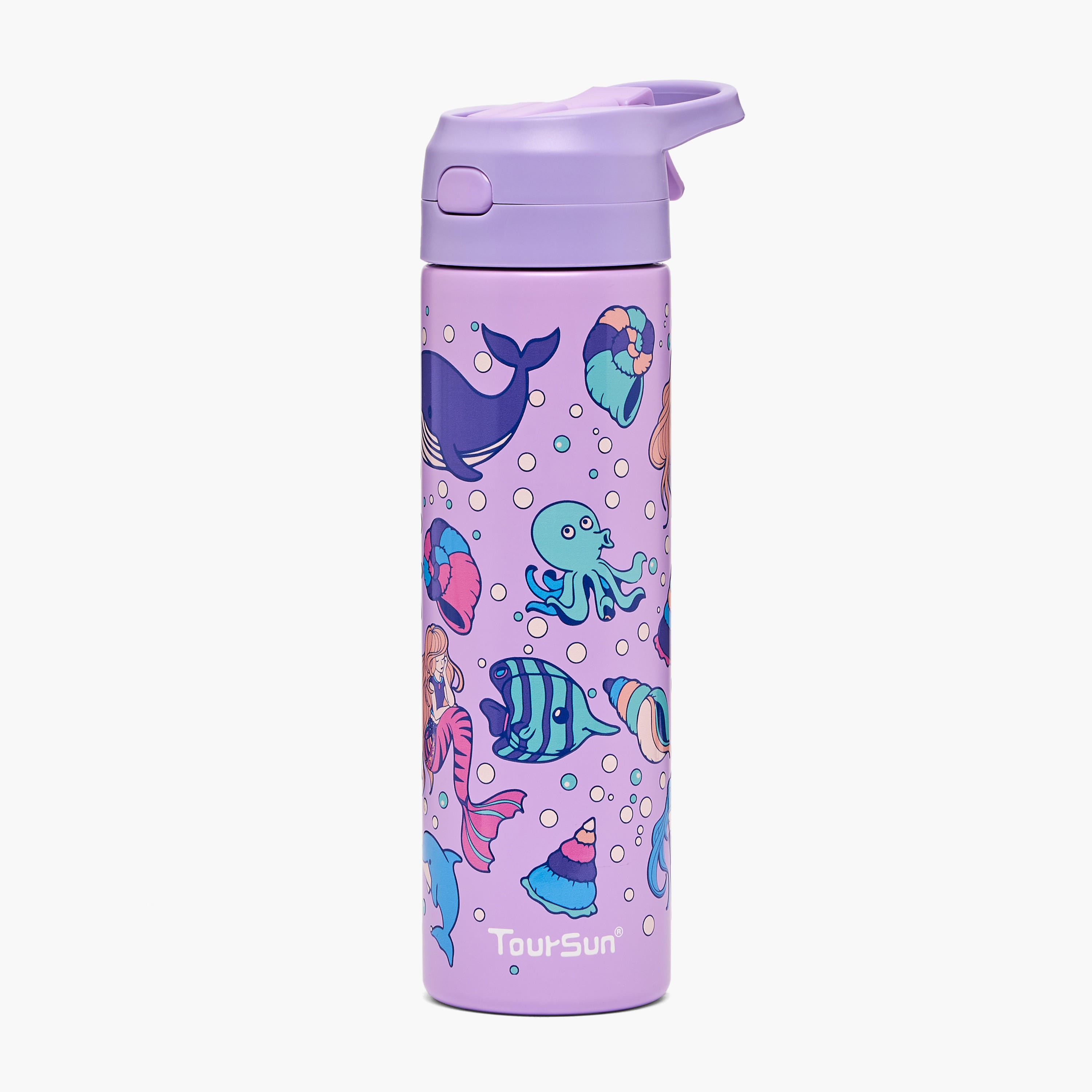 قارورة مياه ستانليس ستيل بفوهة قلابة ومقبض وطبعات من تورسن - 540 مل-school-waterbottles-image-1