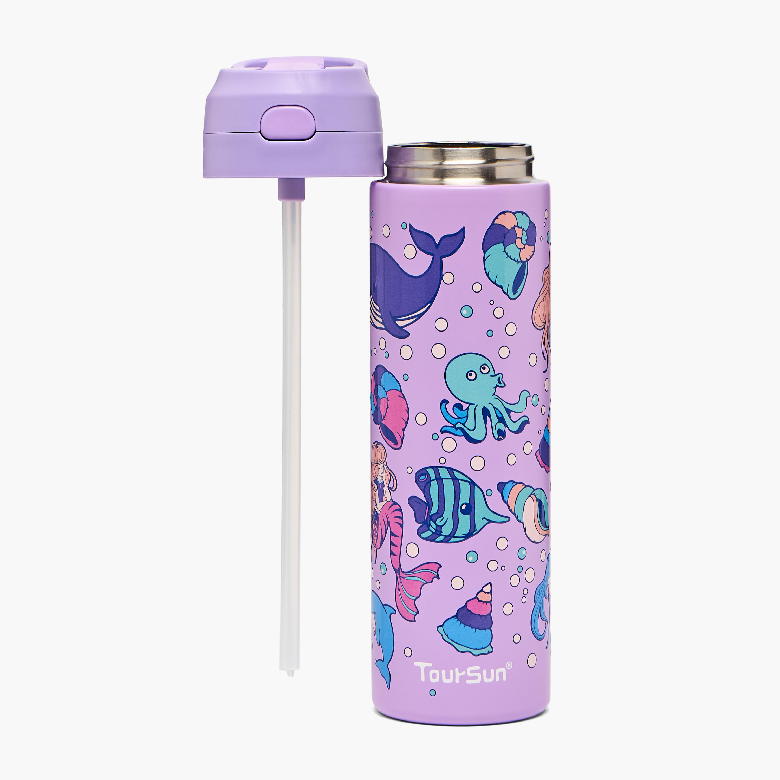 قارورة مياه ستانليس ستيل بفوهة قلابة ومقبض وطبعات من تورسن - 540 مل-school-waterbottles-image-2