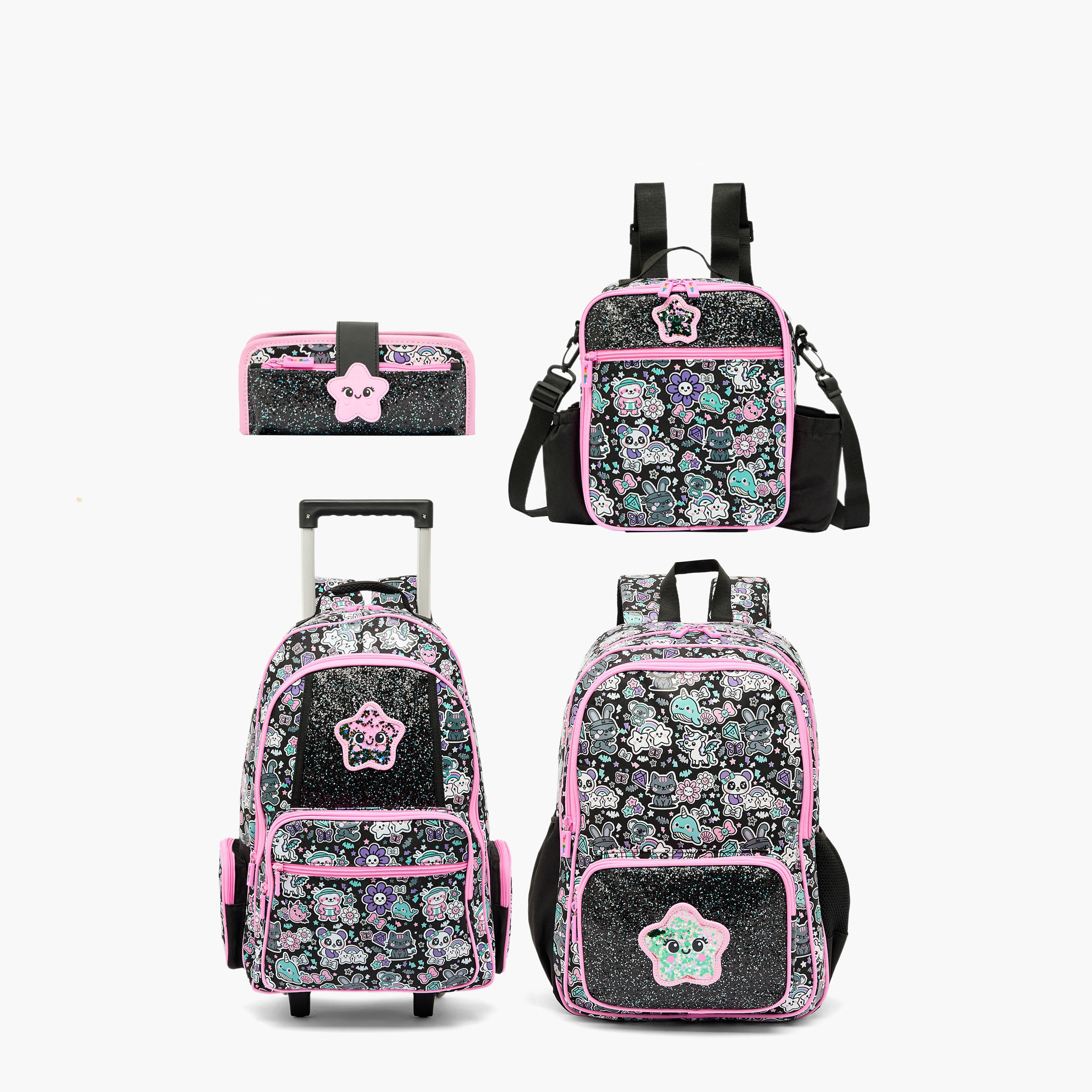 شنطة غداء بطبعة جرافيك للبنات من 5 إلى 8 سنوات مع حزام كتف من تورسن-school-lunchessentials-lunchbags-image-11