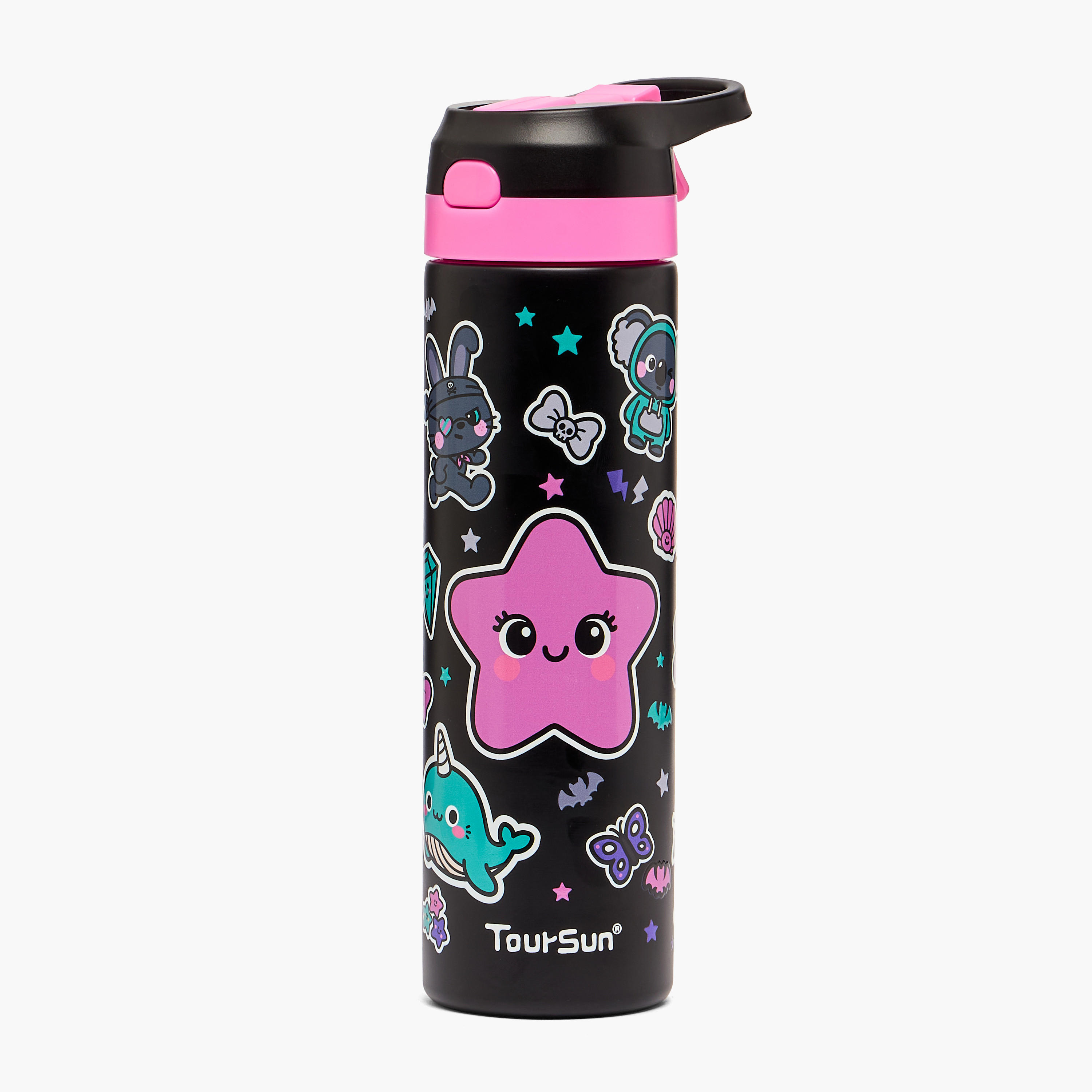 Graphic Print Stainless Steel Water Bottle with Spout - 540 ml-school-waterbottles-image-1