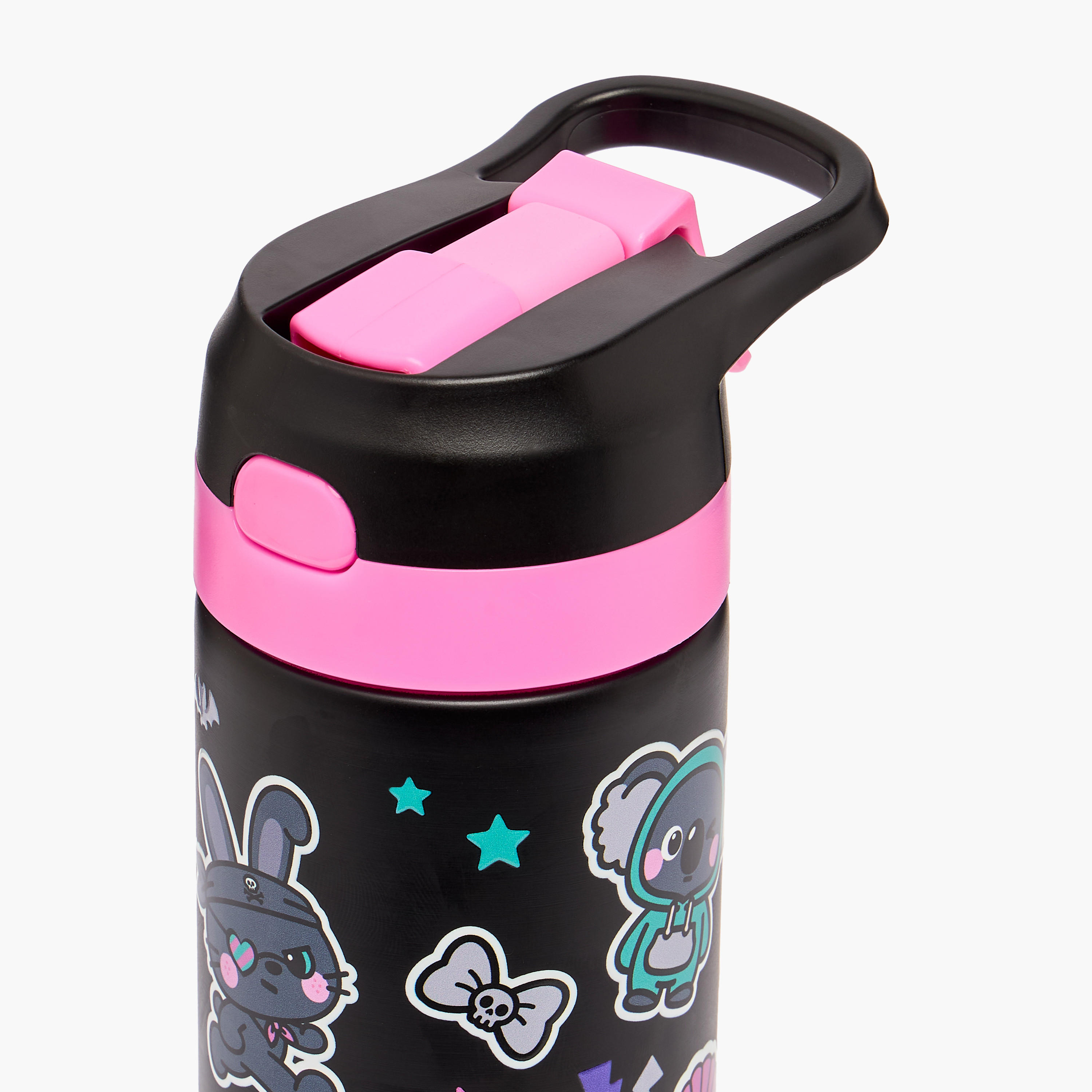 Graphic Print Stainless Steel Water Bottle with Spout - 540 ml-school-waterbottles-image-4