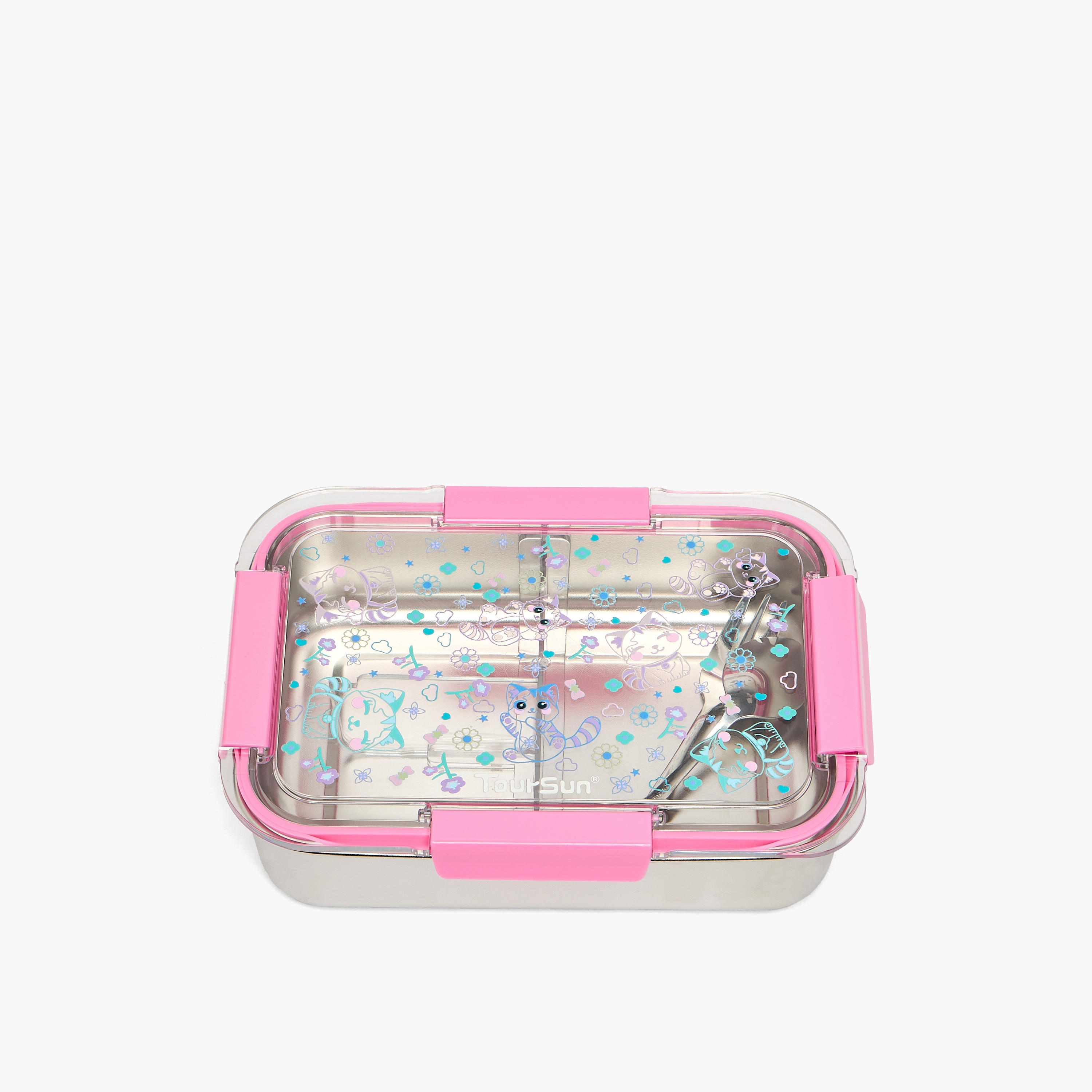 Toursun Cat Print Lunch Box for Kids with 3 Compartments-school-lunchessentials-lunchboxes-image-2