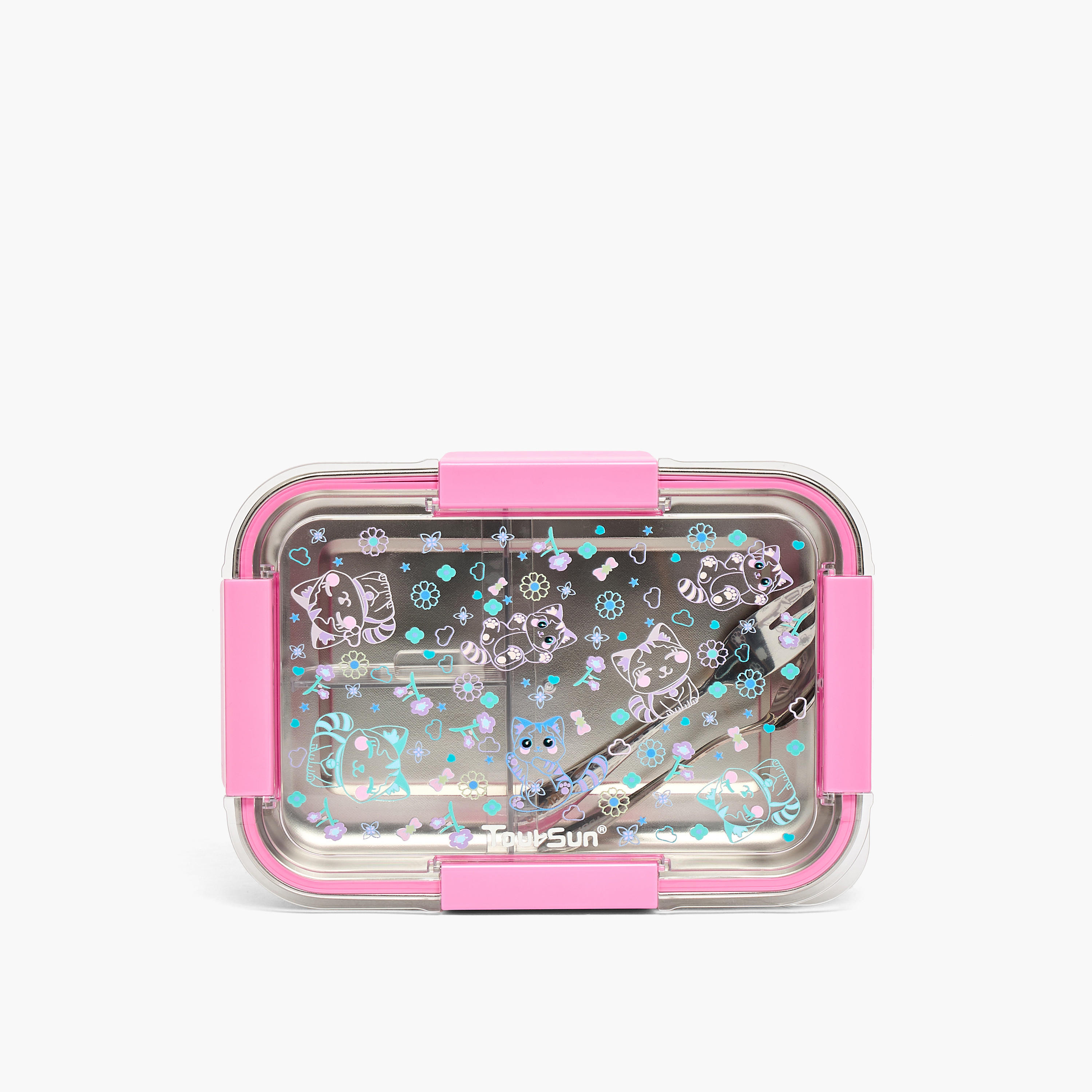 Toursun Cat Print Lunch Box for Kids with 3 Compartments-school-lunchessentials-lunchboxes-image-3