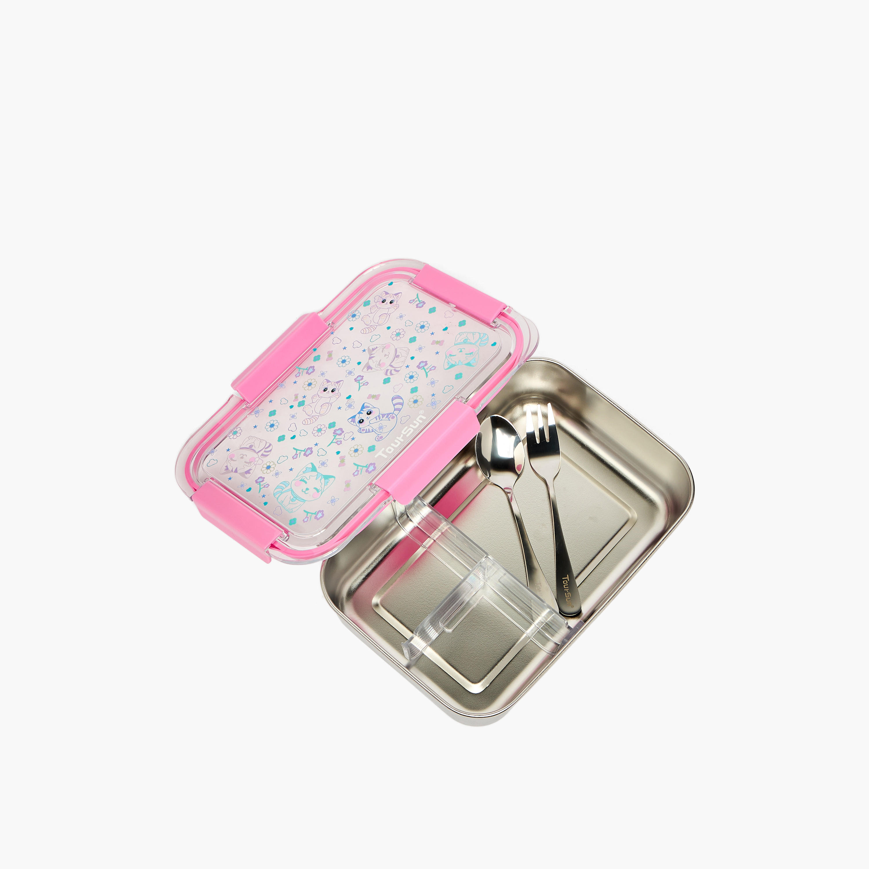 Toursun Cat Print Lunch Box for Kids with 3 Compartments-school-lunchessentials-lunchboxes-image-5